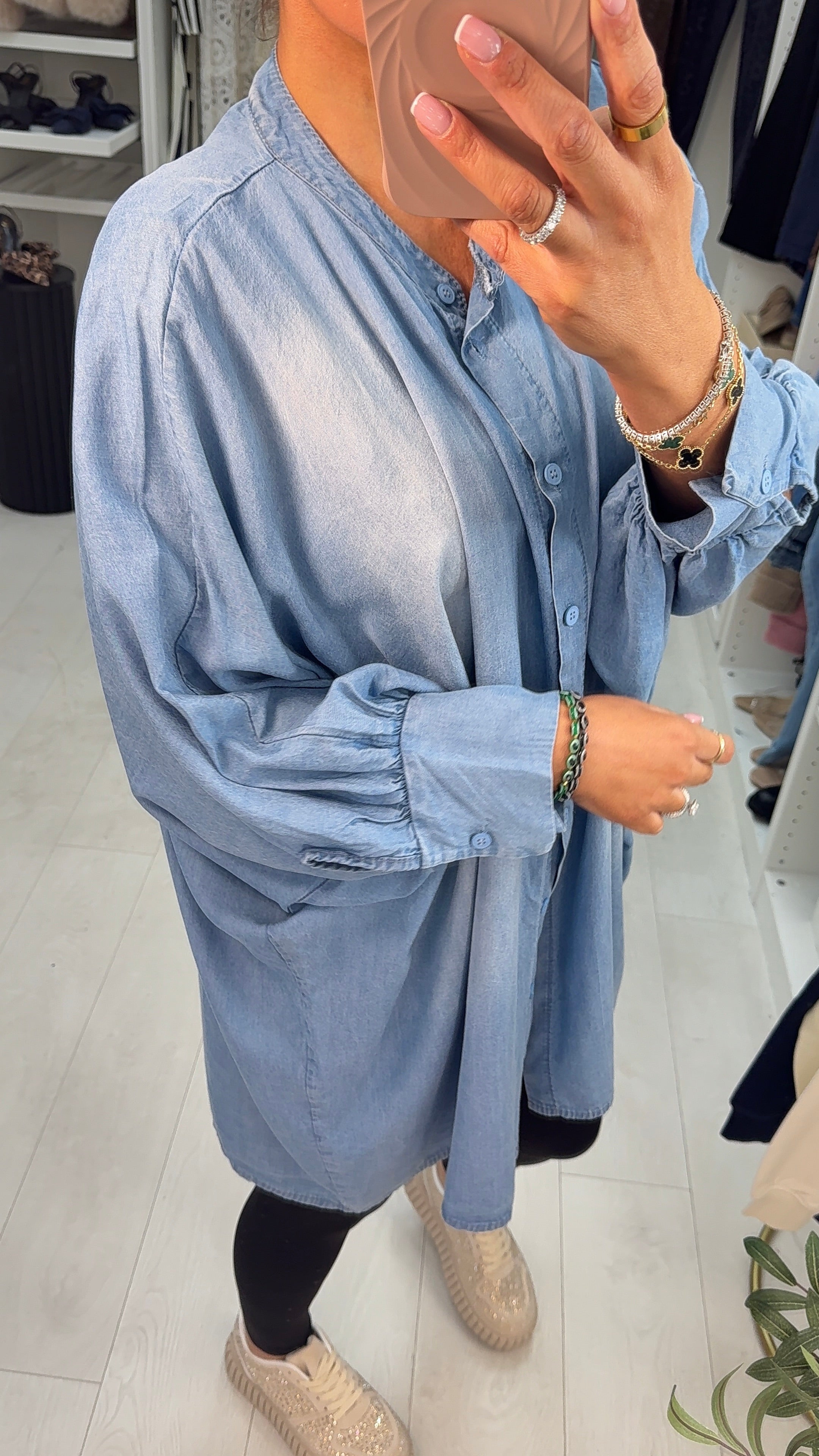 Romily Denim Batwing Longline Shirt