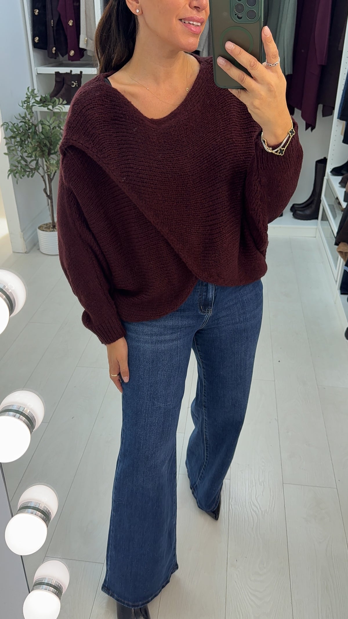 Ingrid Plain Wrap Front Chunky Knit Jumper