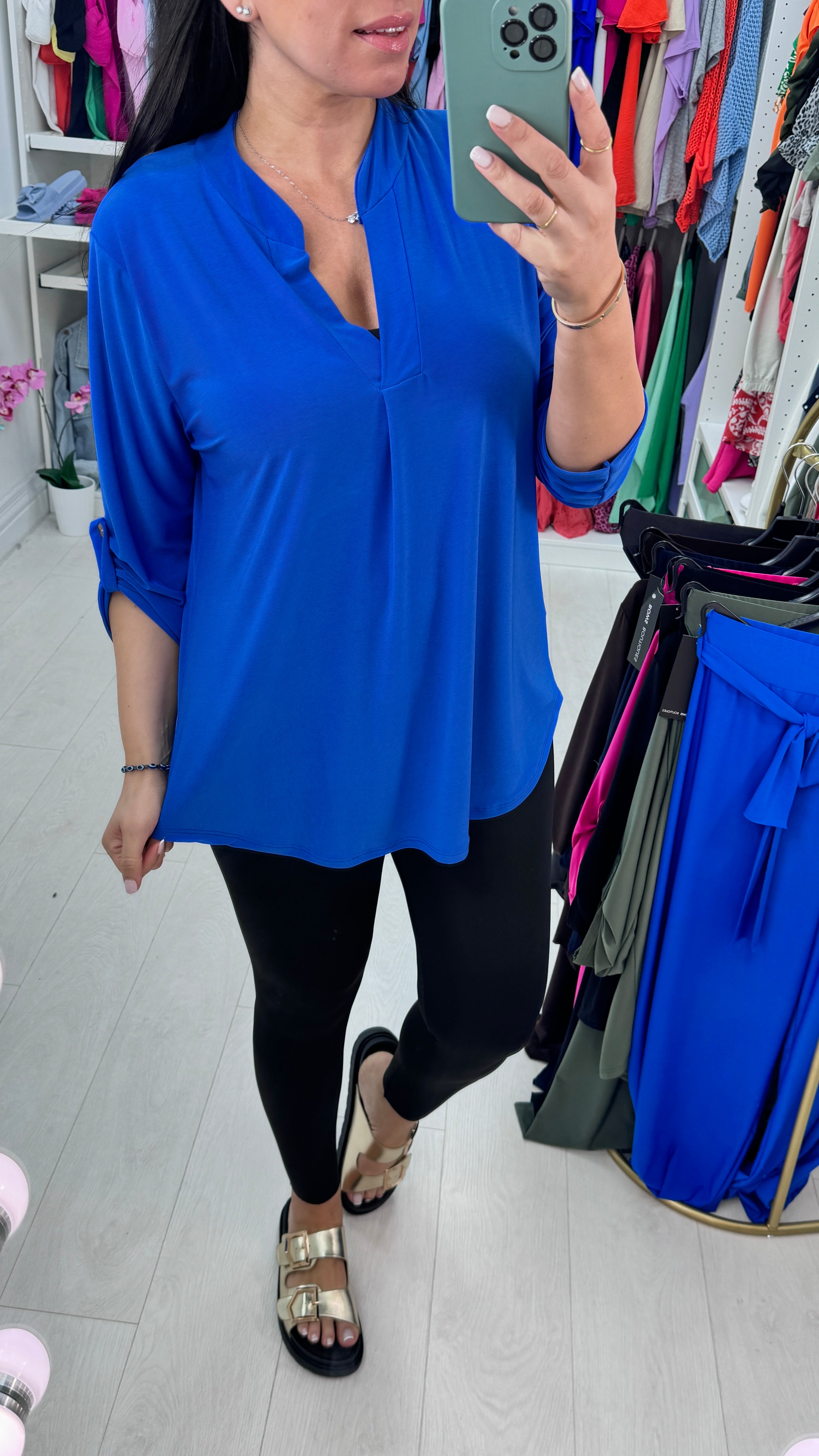 Romola Plain V-neck Top