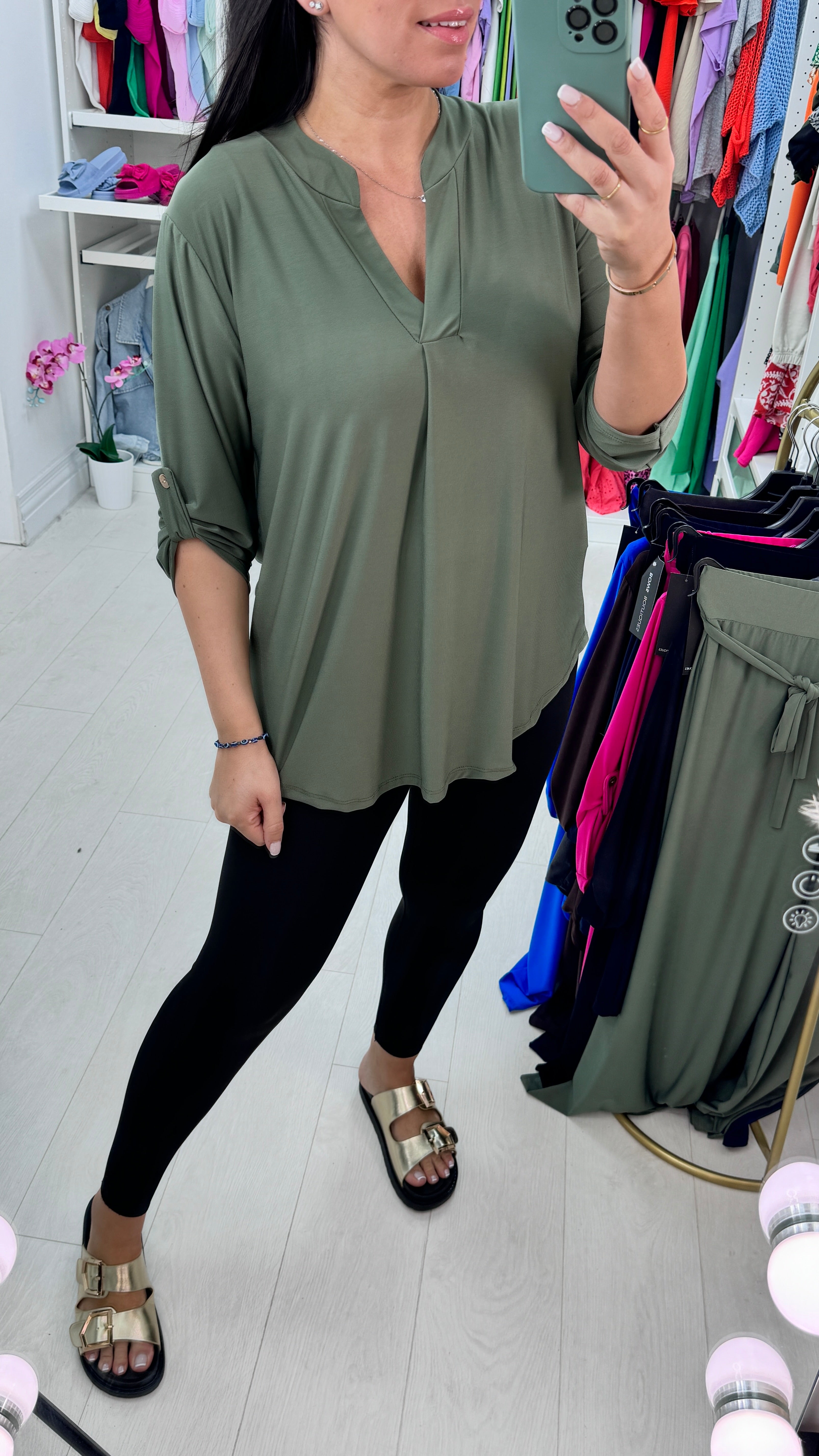 Romola Plain V-neck Top