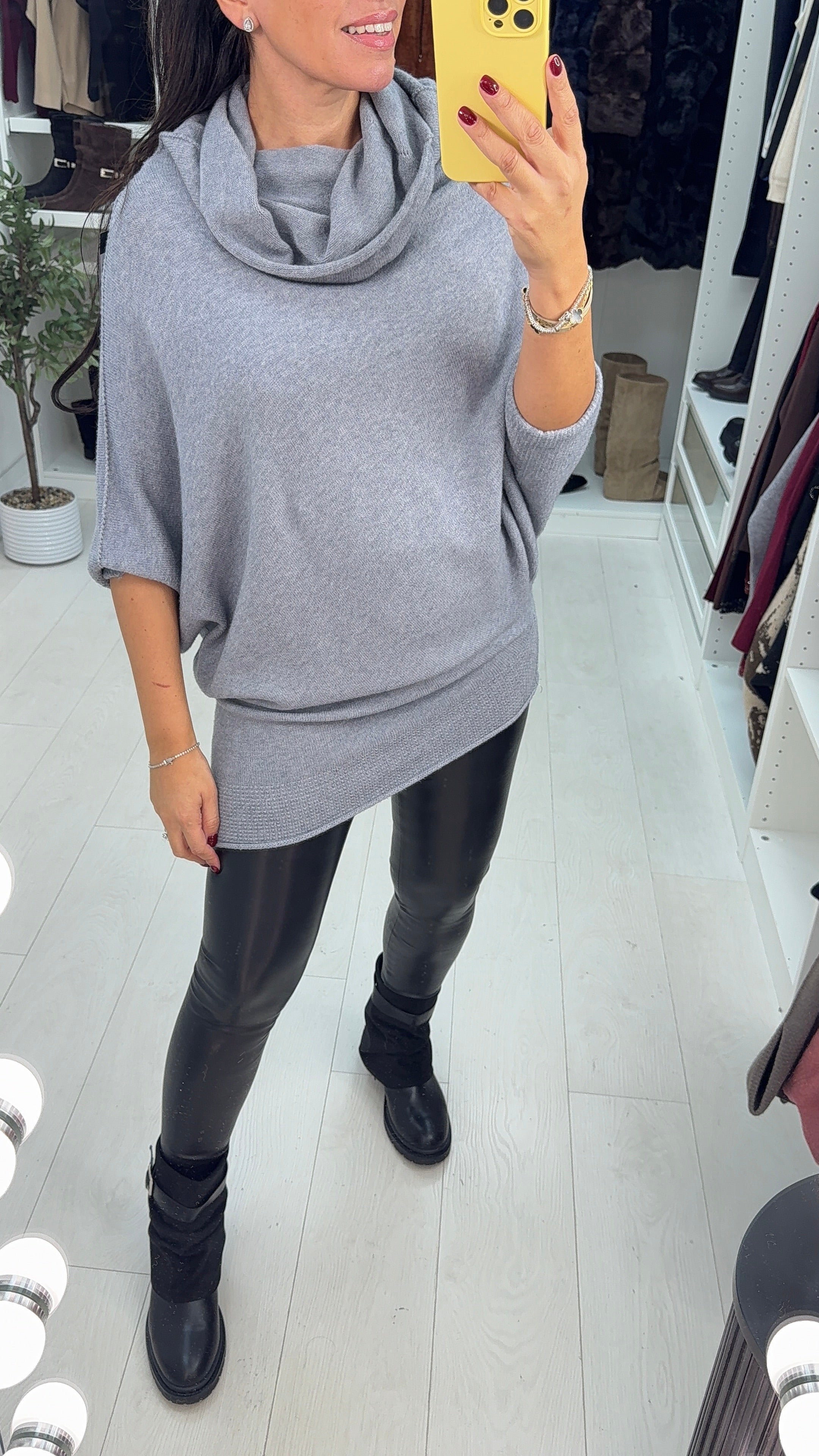 Elissia Super Soft Roll Neck Poncho Jumper