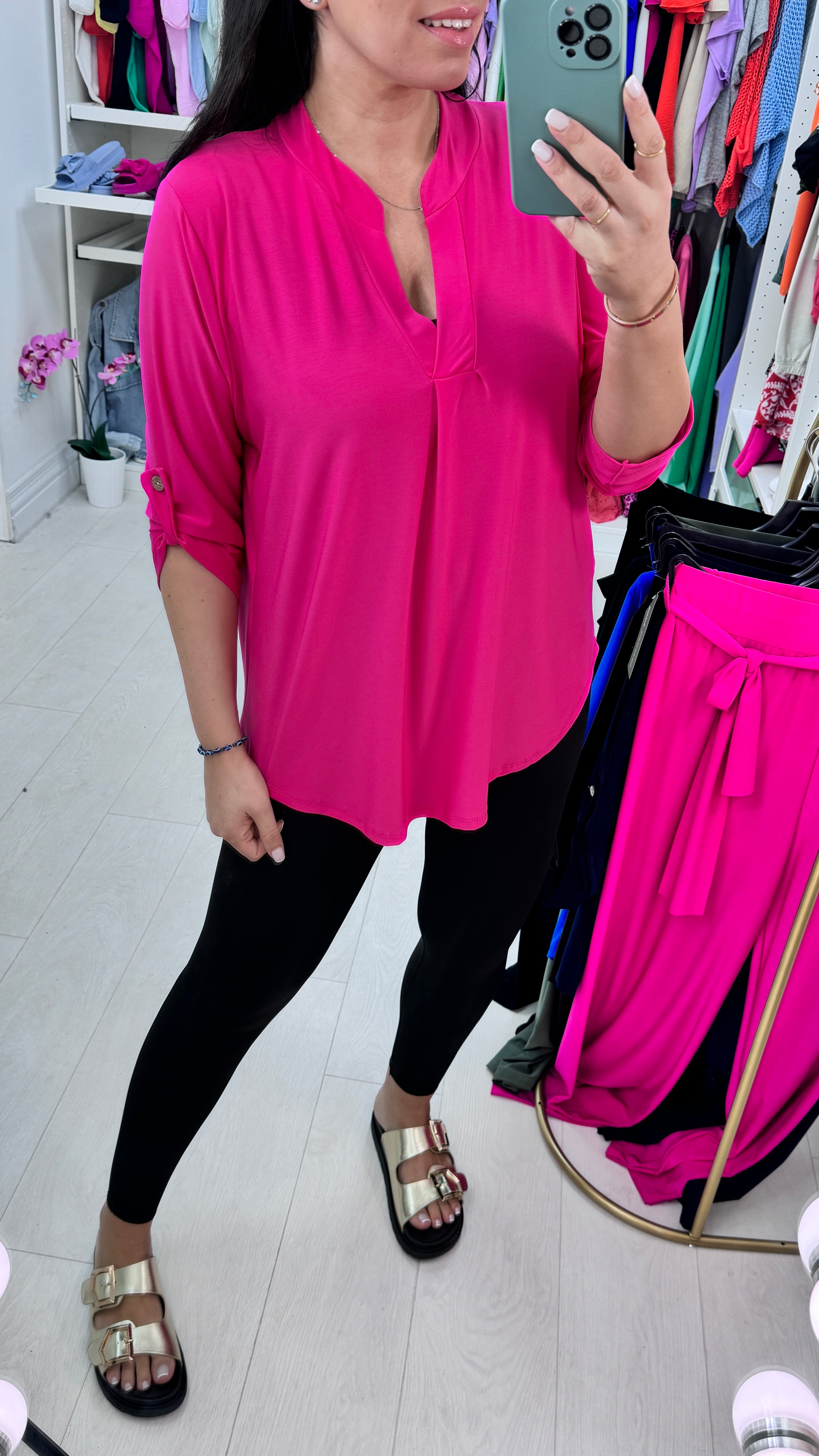 Romola Plain V-neck Top