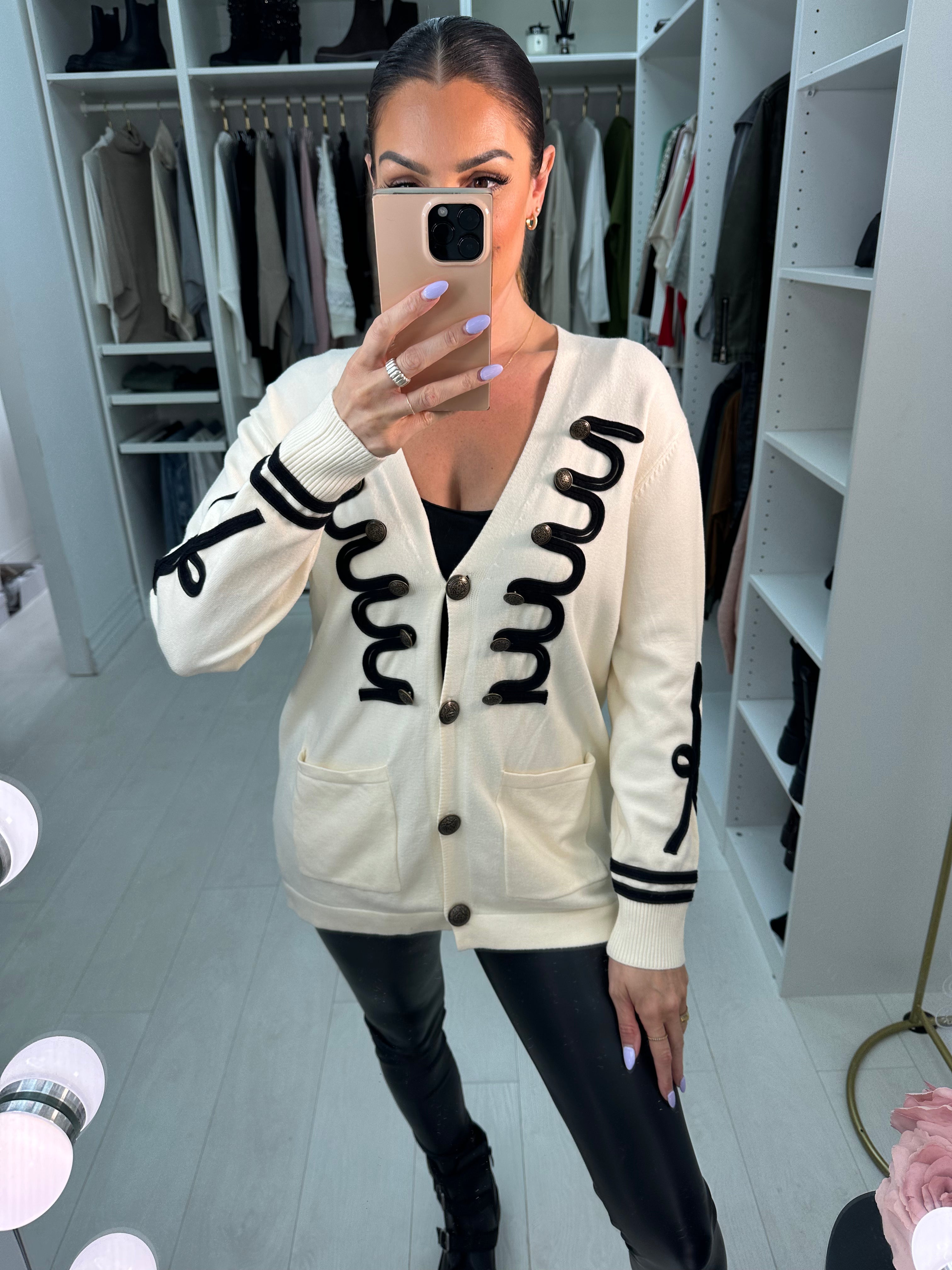 Brianne Trimmed Button Front Cardigan