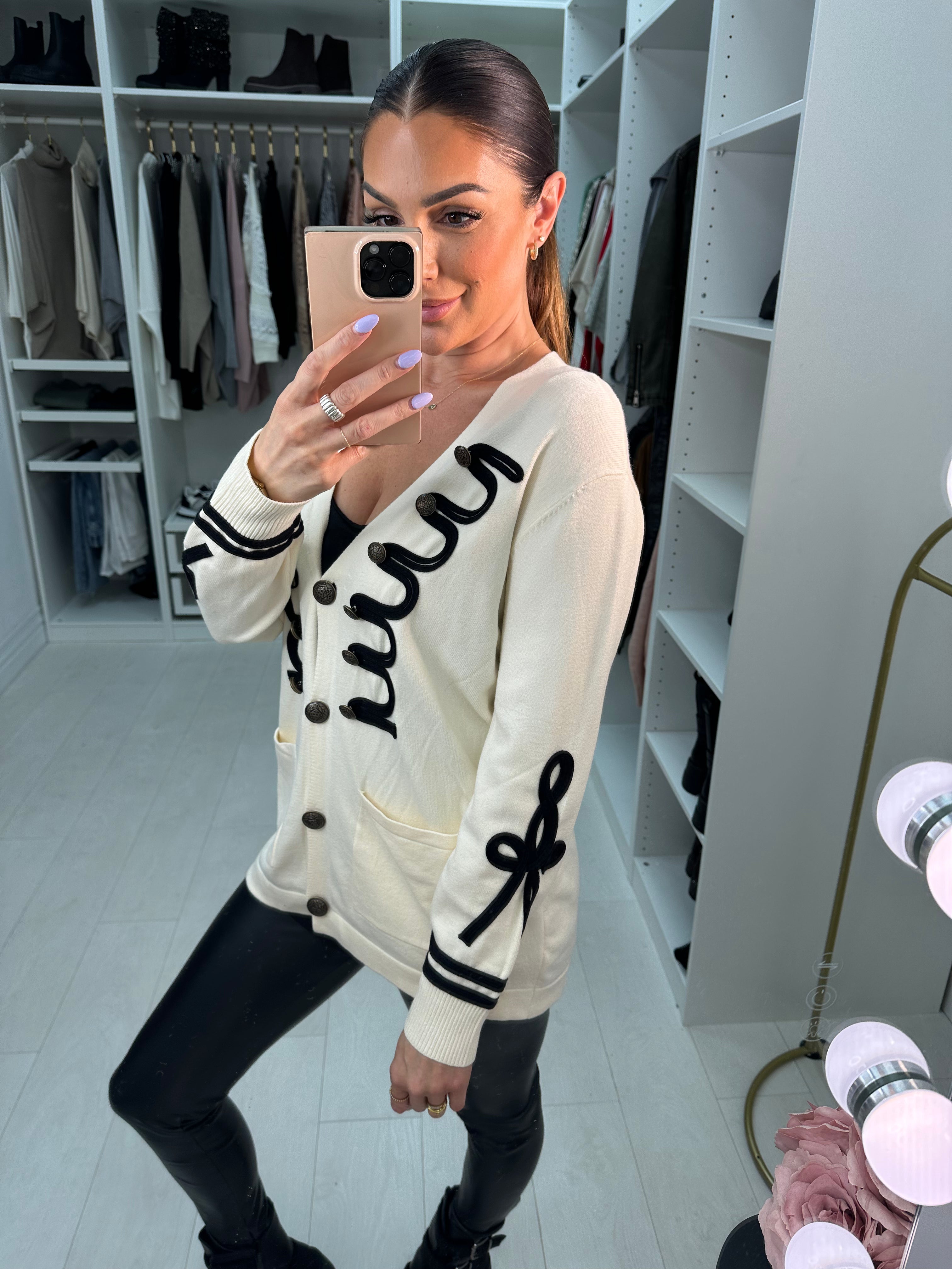 Brianne Trimmed Button Front Cardigan