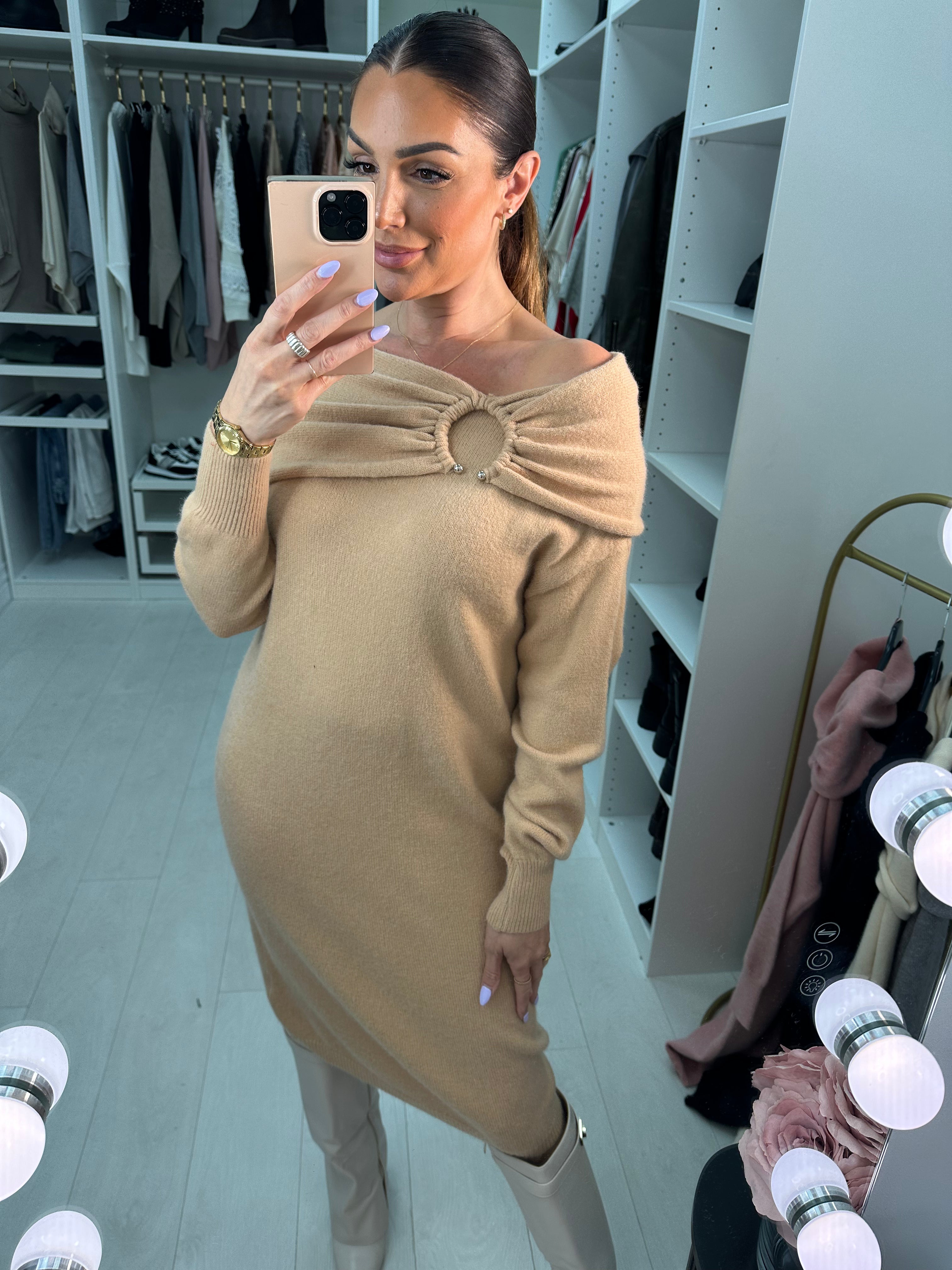 Yakira Plain Bardot Knit Dress