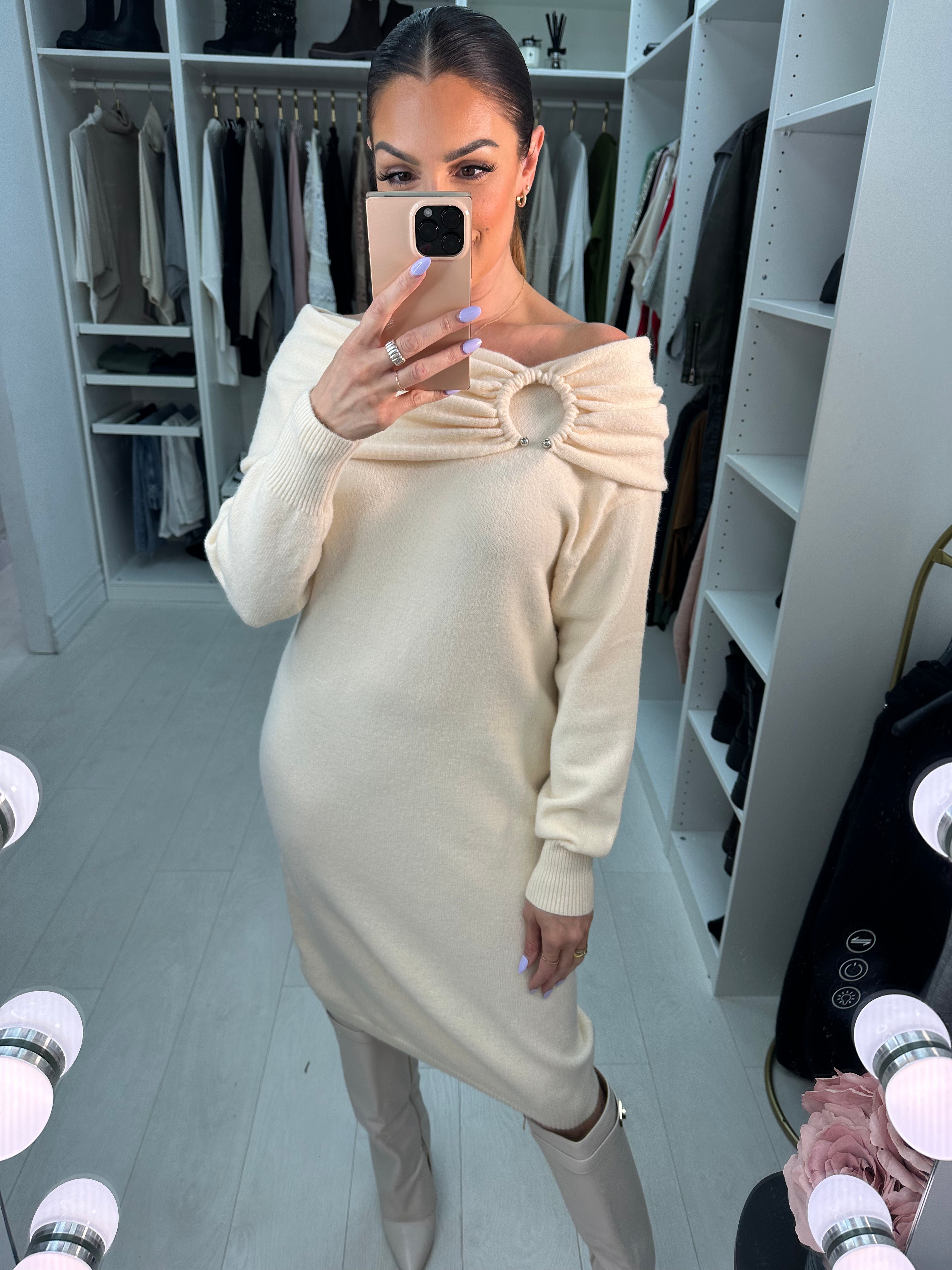 Yakira Plain Bardot Knit Dress