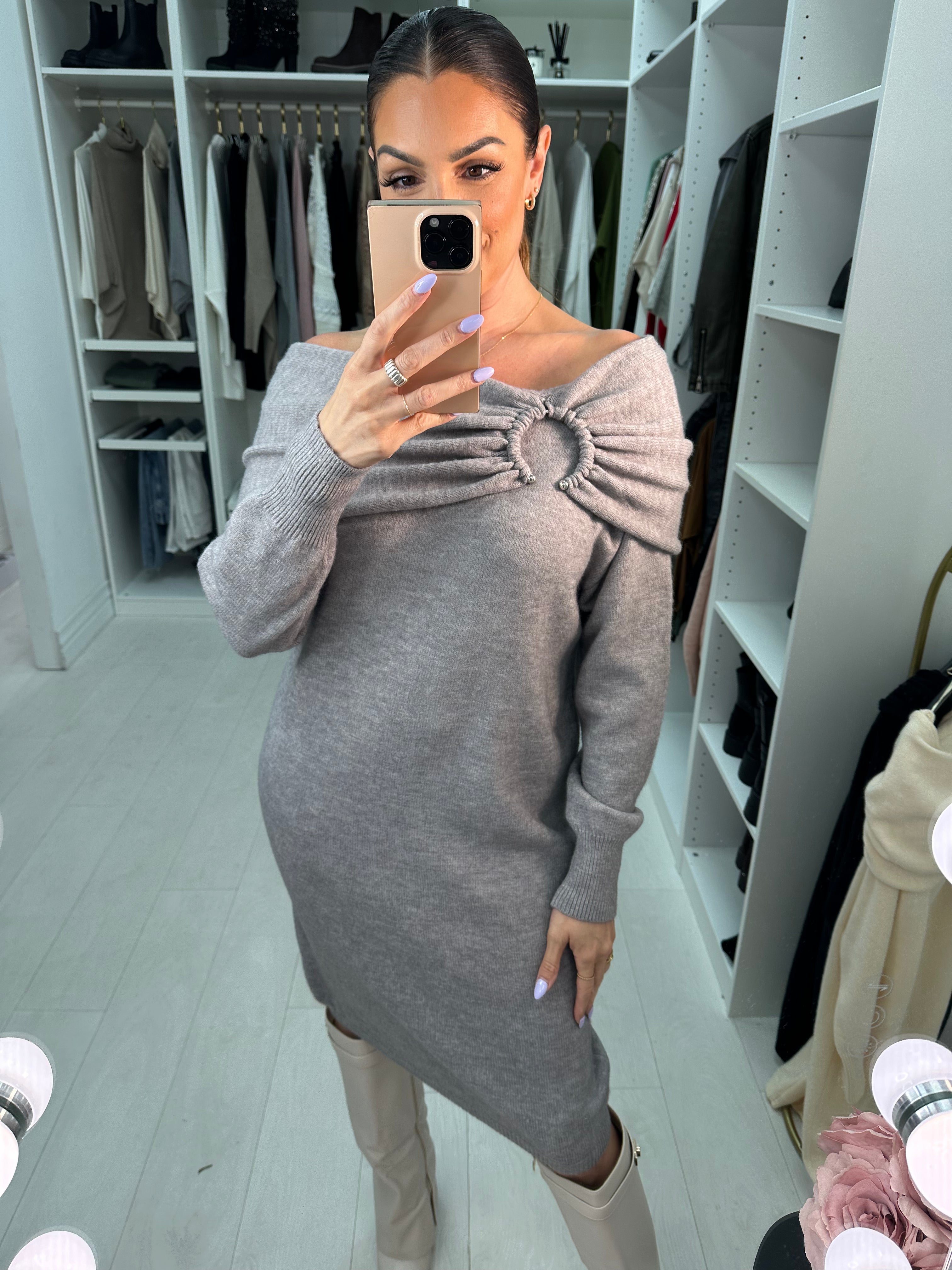 Yakira Plain Bardot Knit Dress