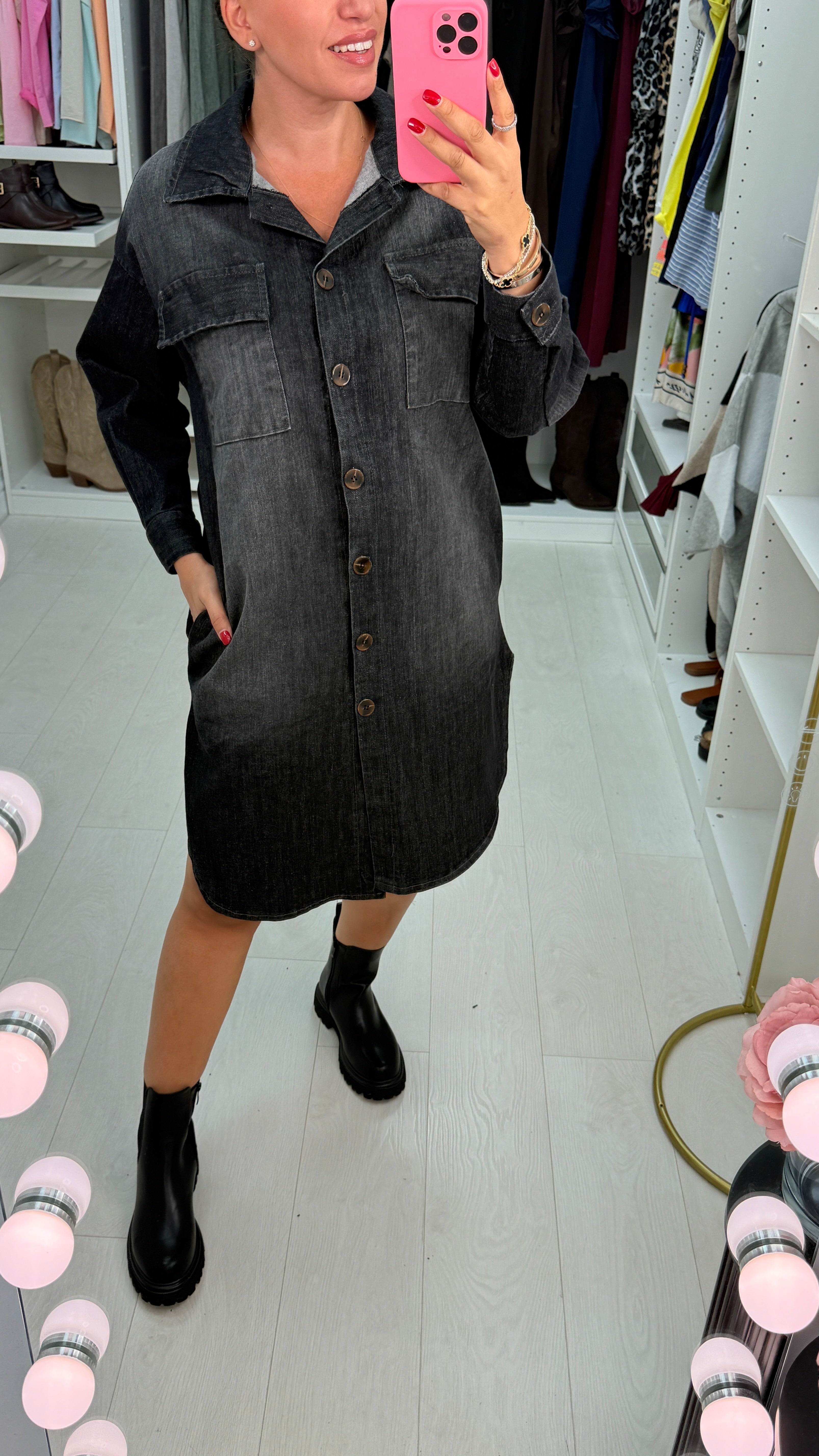 Renae Longline Denim Shirt Dress