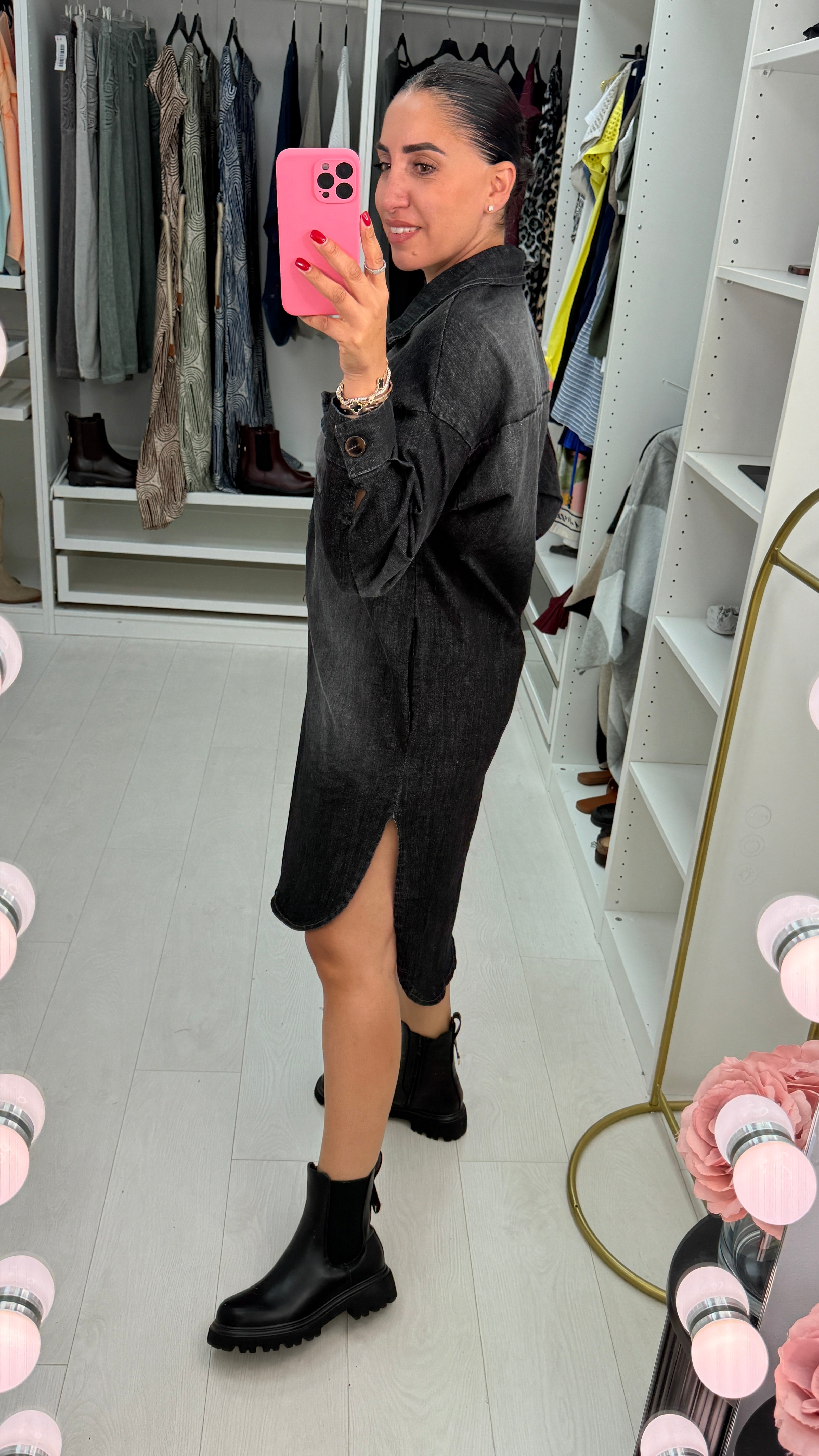 Renae Longline Denim Shirt Dress