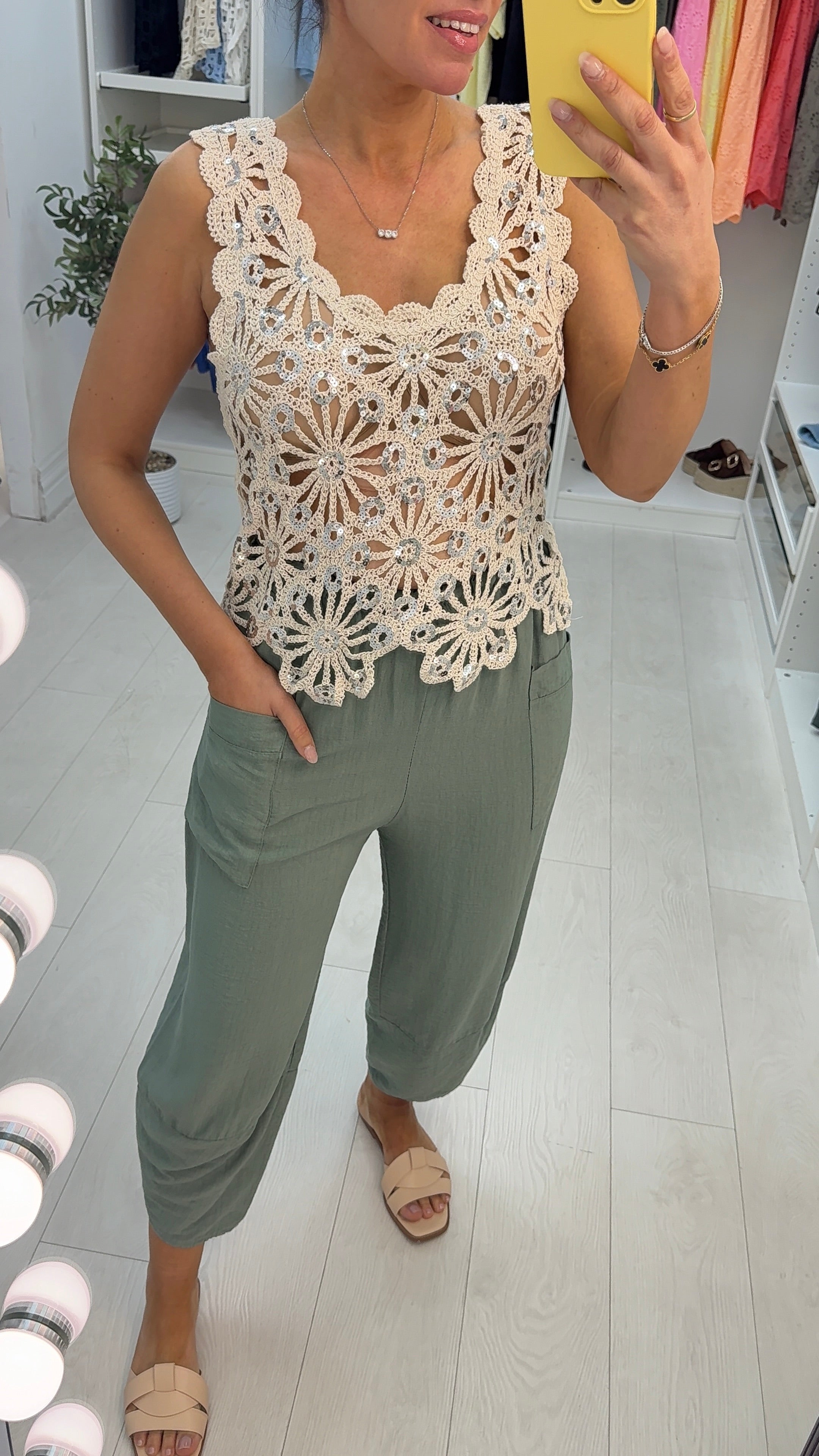 Izalea Plain Elasticated Waist Carrot Leg Trousers