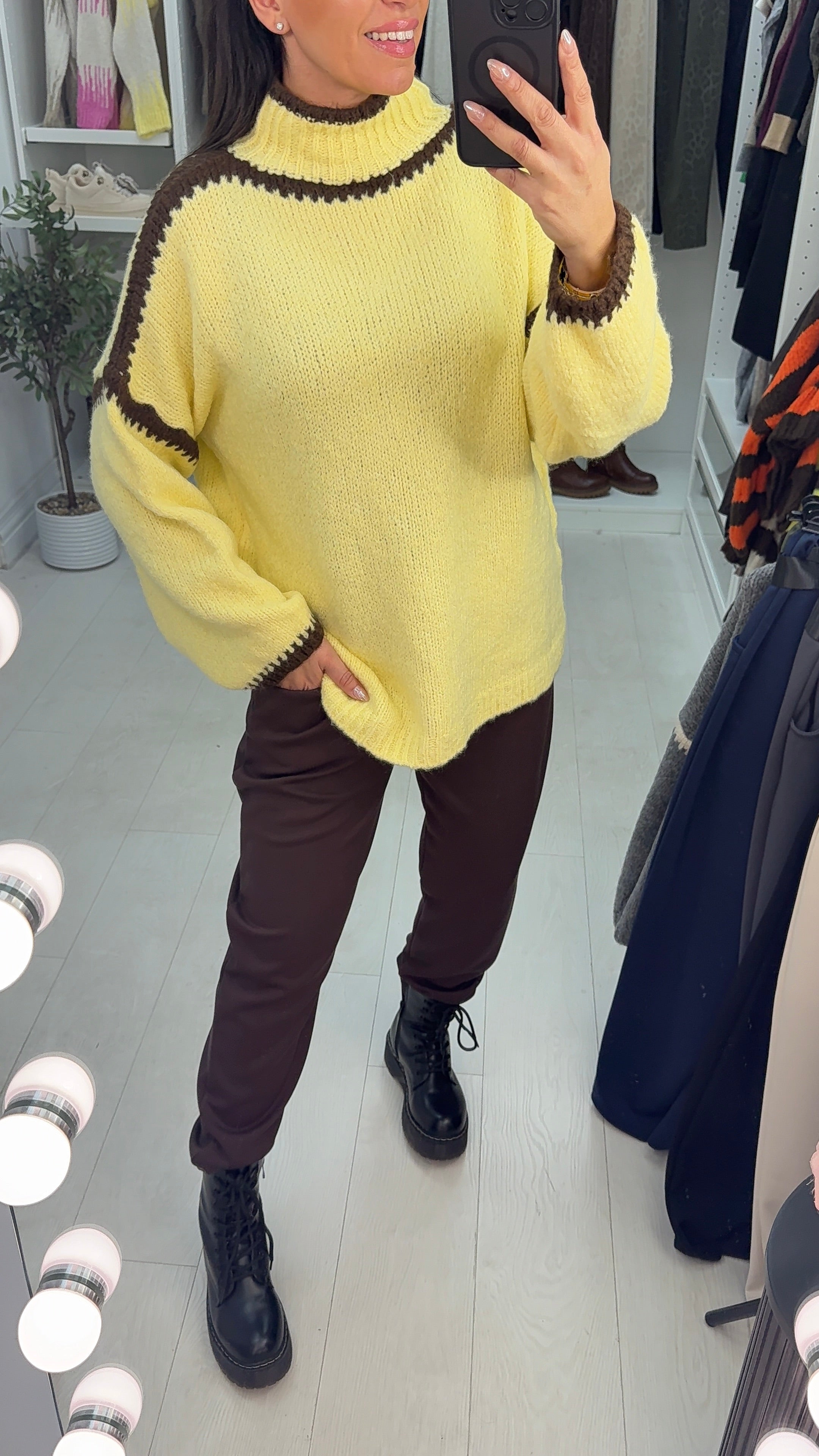 Aida Stitched Hem Detailed High Neck Jumper