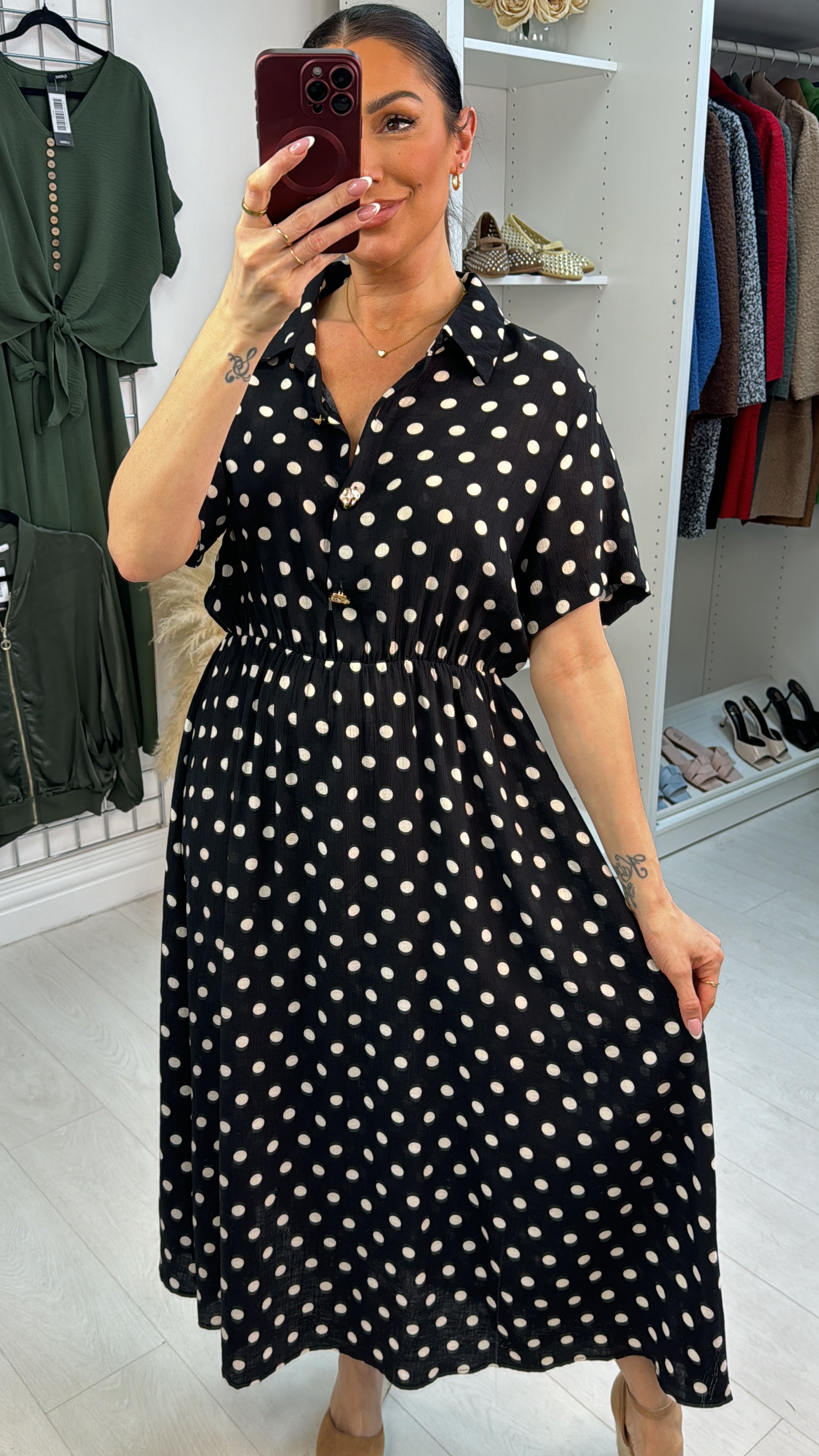 Vivien Polka Dot Elasticated Waist Maxi Dress