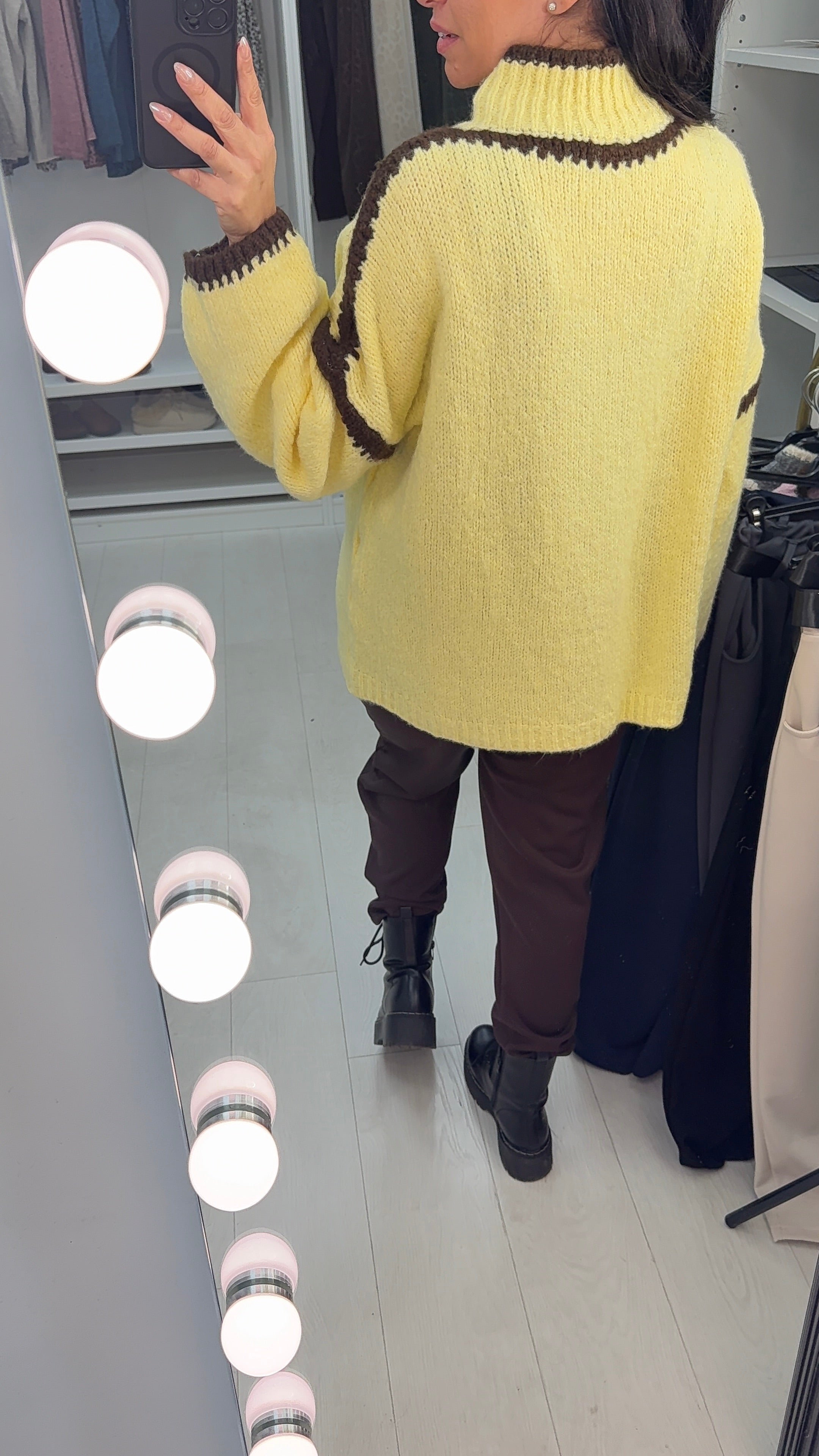 Aida Stitched Hem Detailed High Neck Jumper