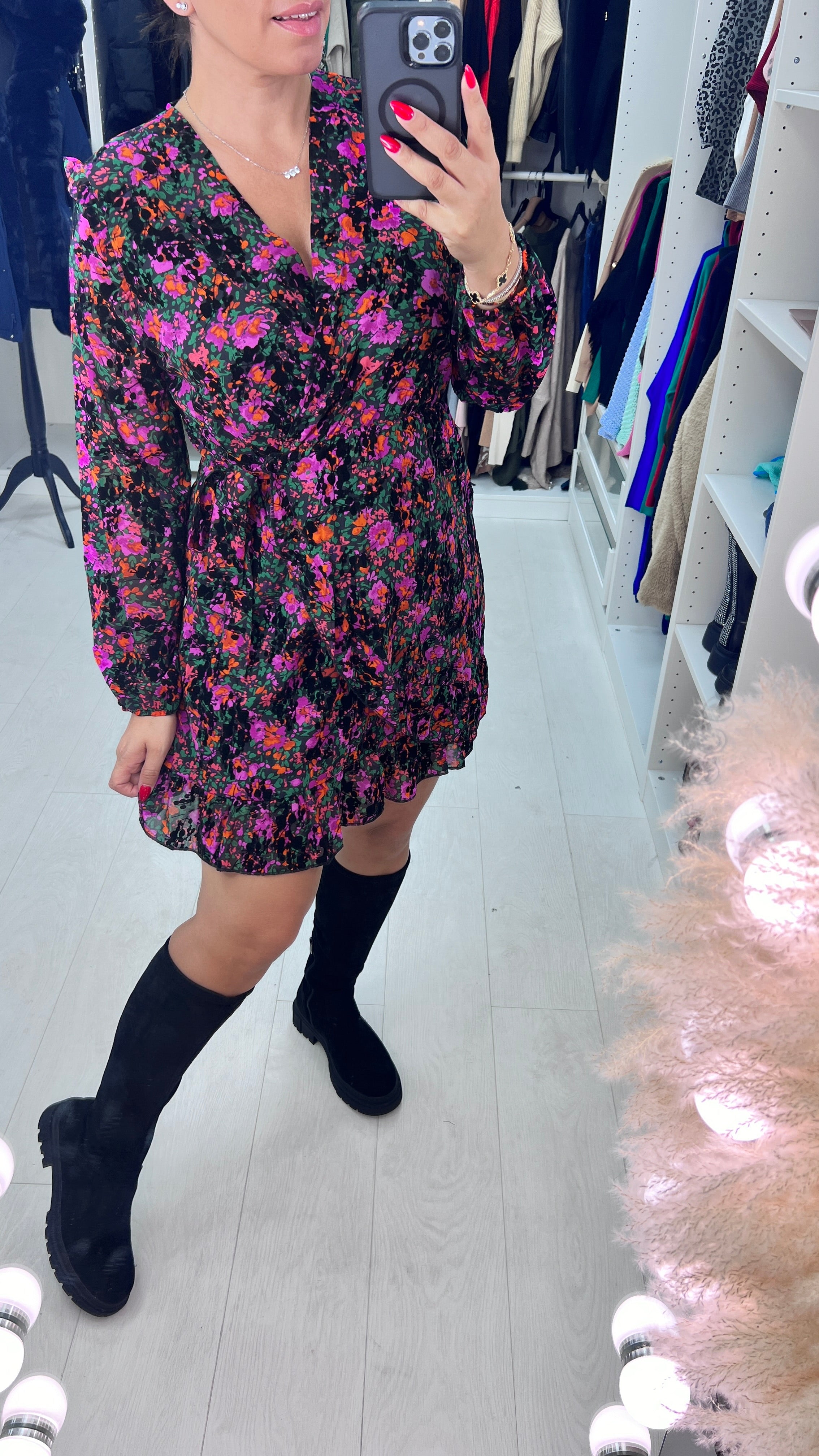 Charlton Floral Tie Waist Wrap Dress