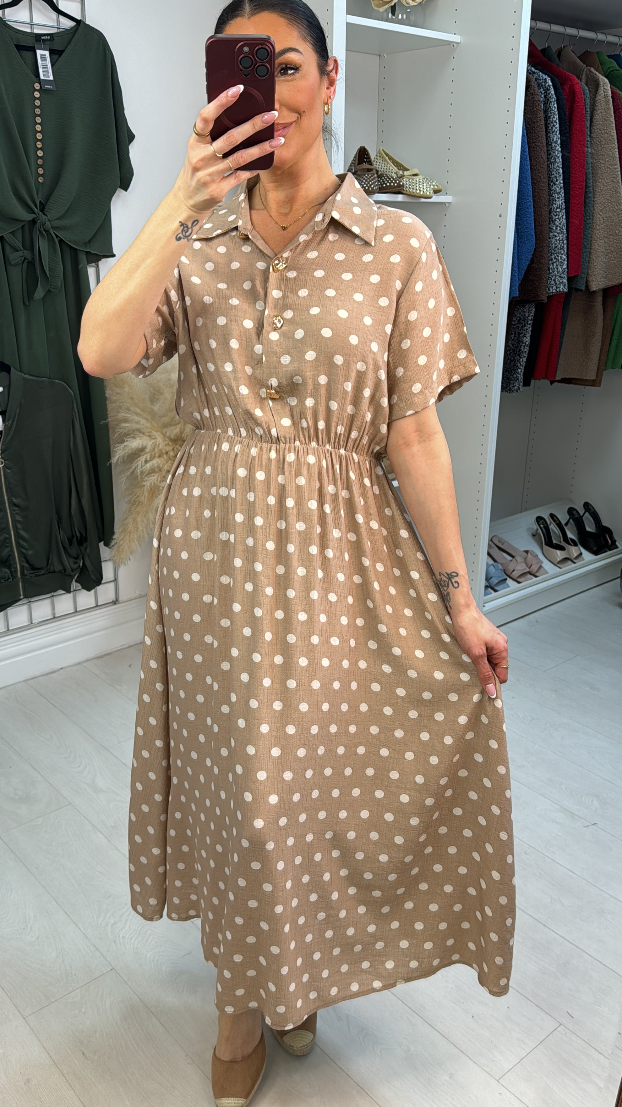 Vivien Polka Dot Elasticated Waist Maxi Dress