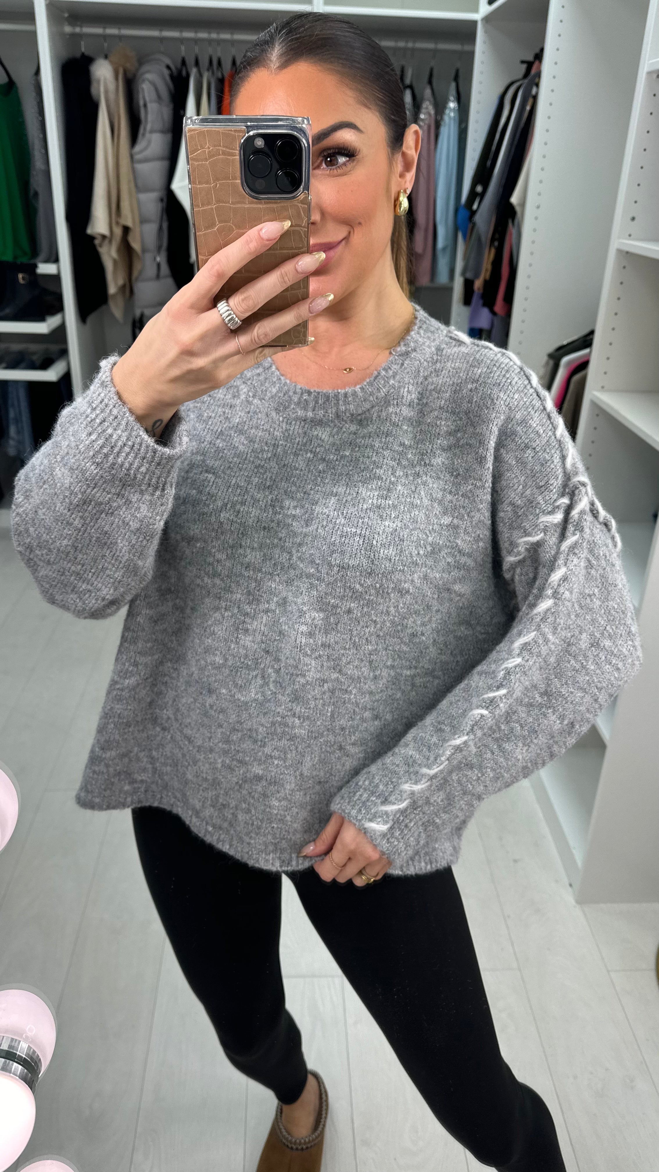 Kylie Stitched Detail Super Soft Knit Jumper