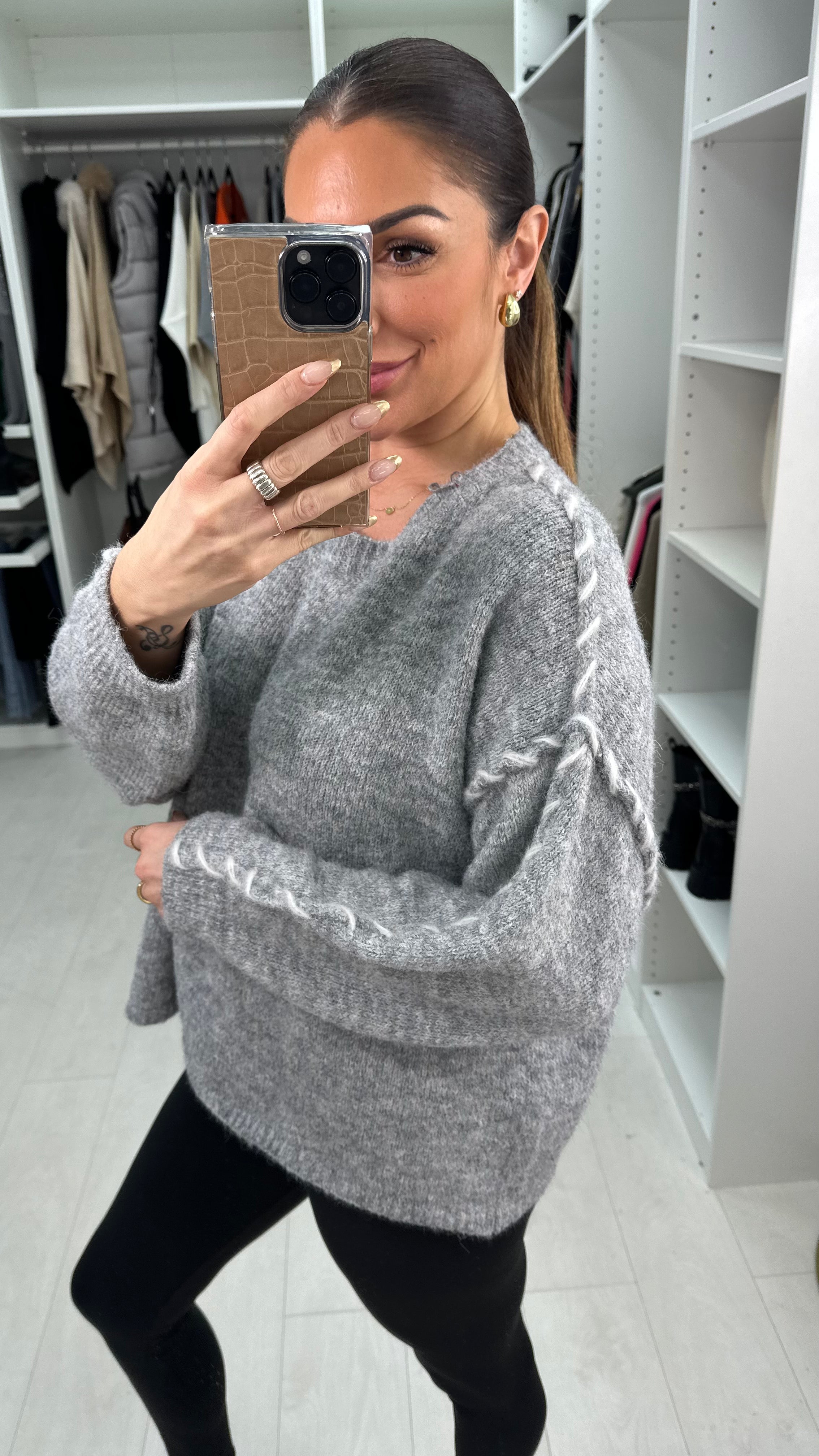 Kylie Stitched Detail Super Soft Knit Jumper