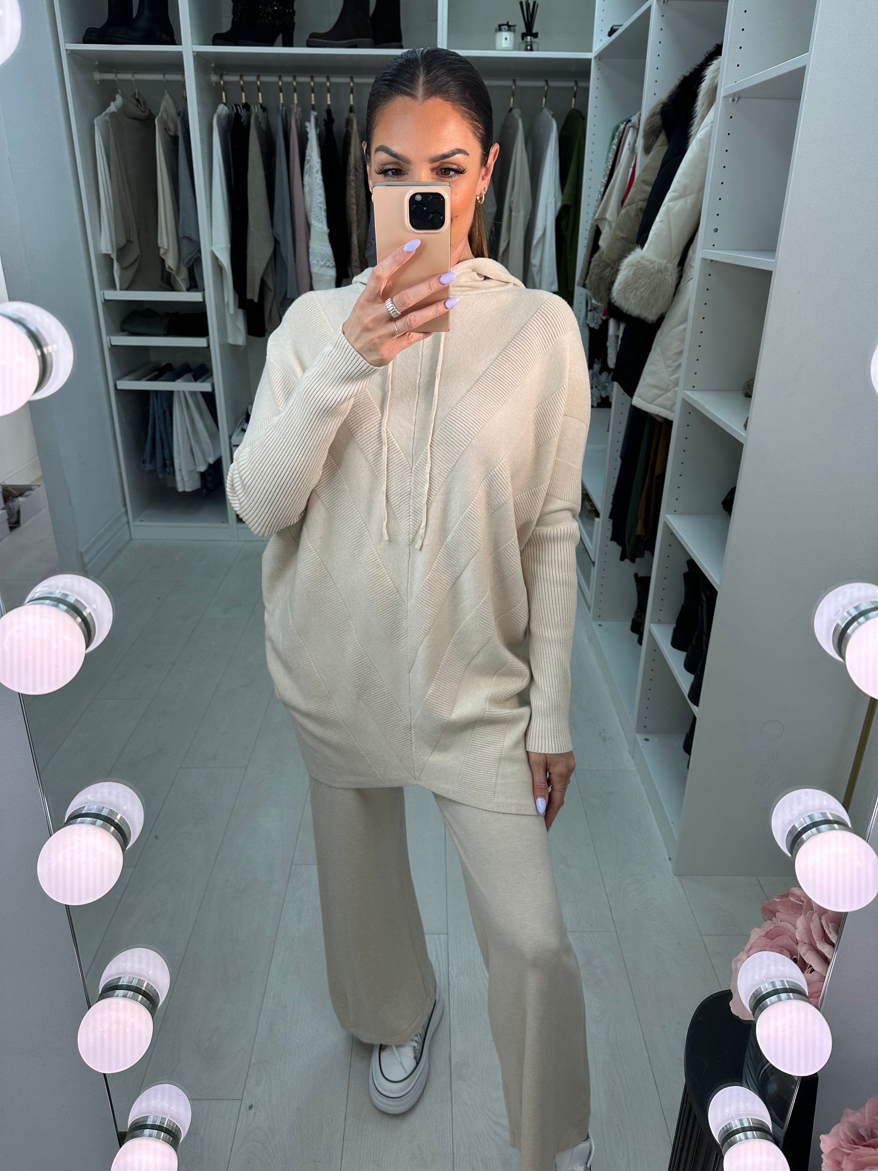 Pixie Asymmetric Detail Hooded Loungewear Set