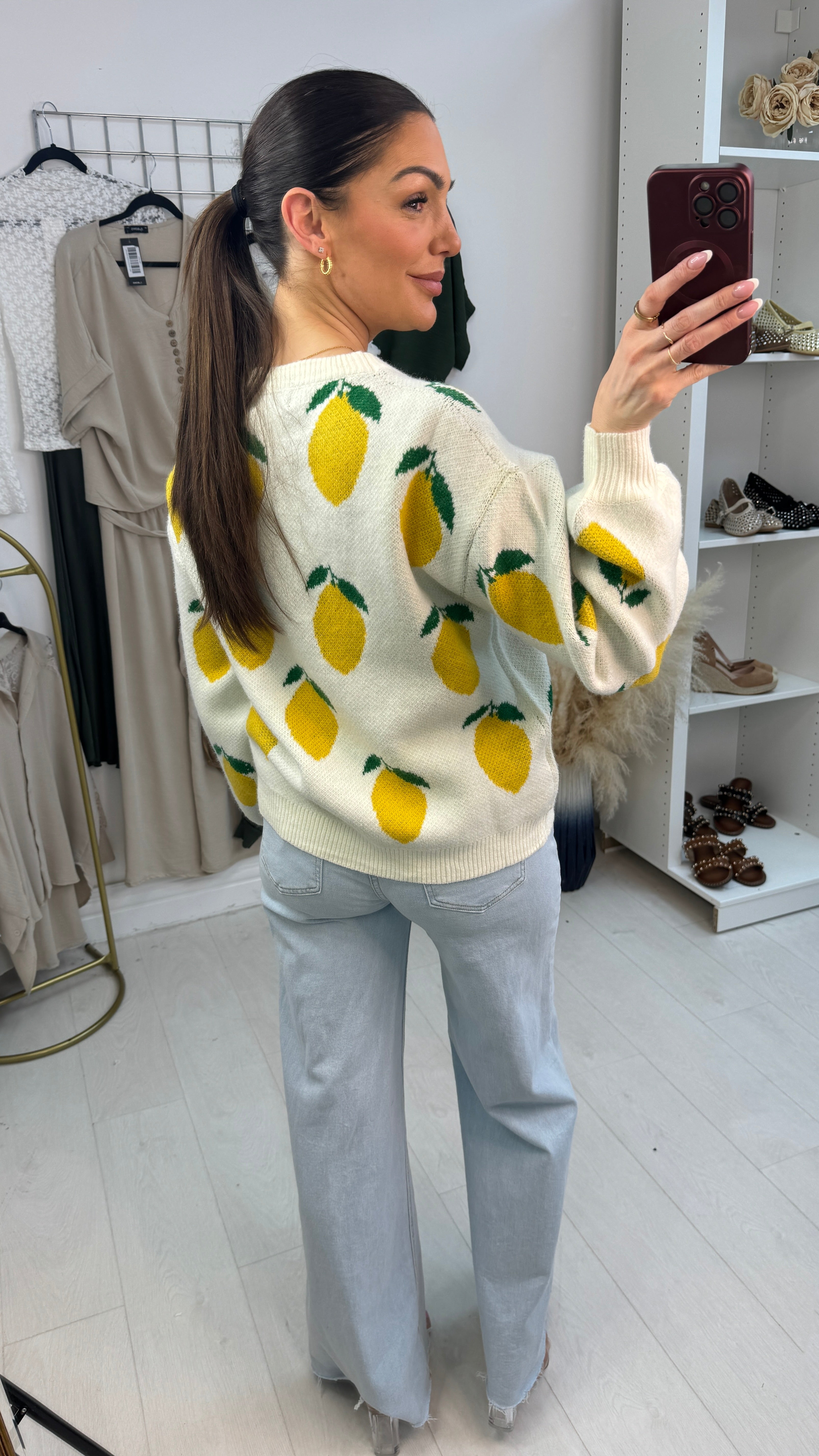 Katiana Lemon Print Crew Neck Knit Jumper