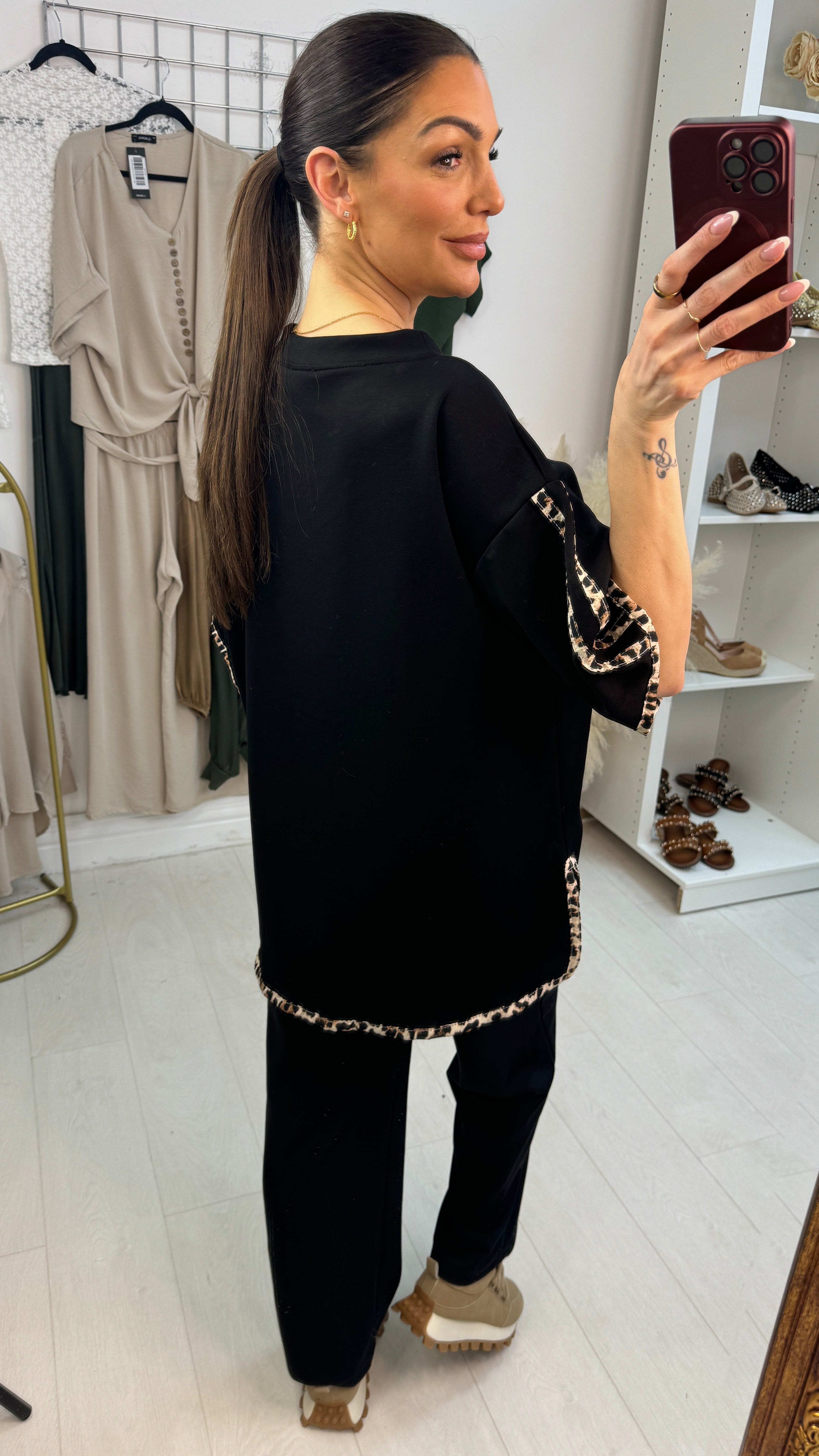 Galvin Leopard Trim Scuba Sweatshirt