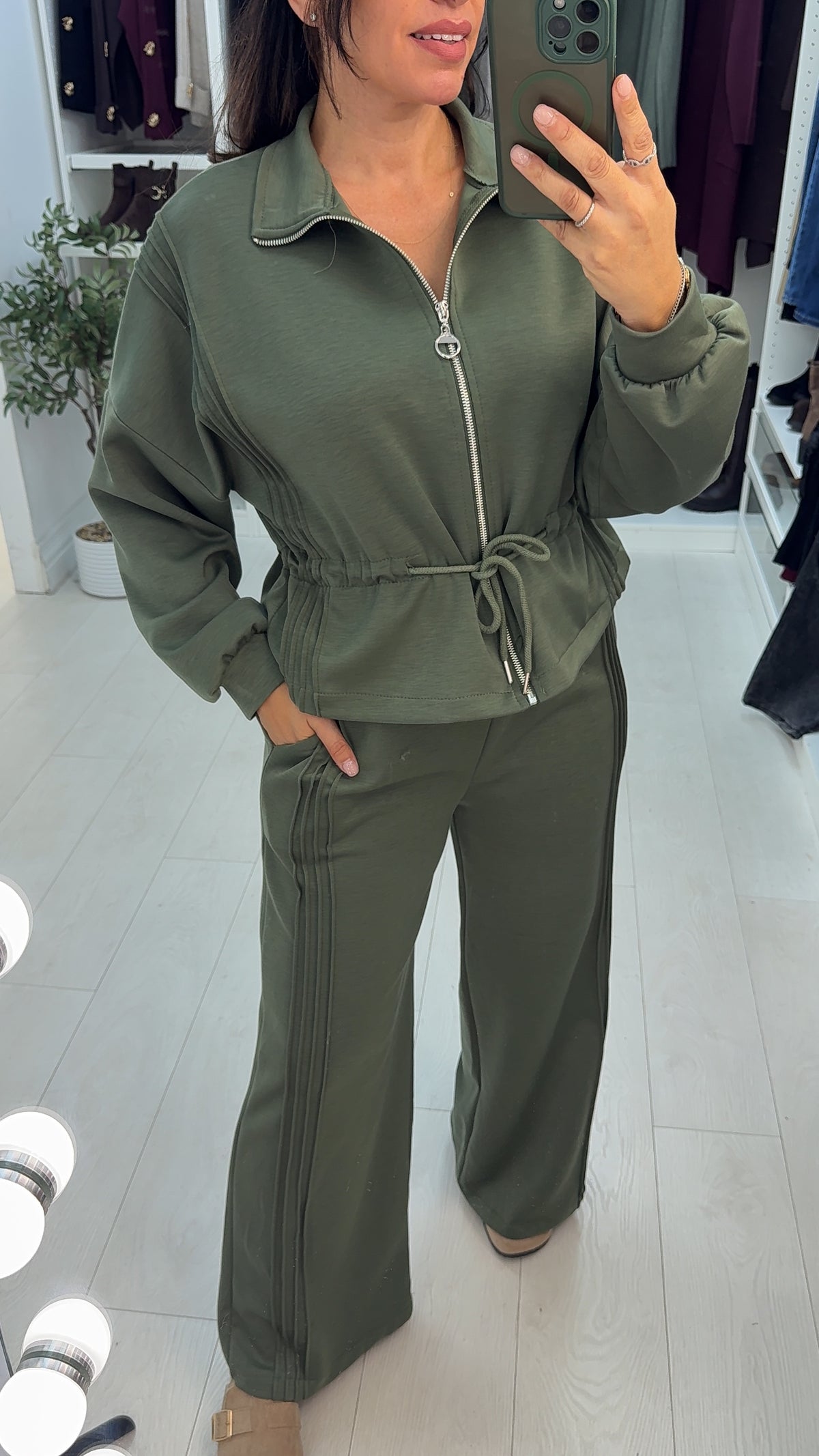 Bronwen Plain Drawstring Waist Loungewear set