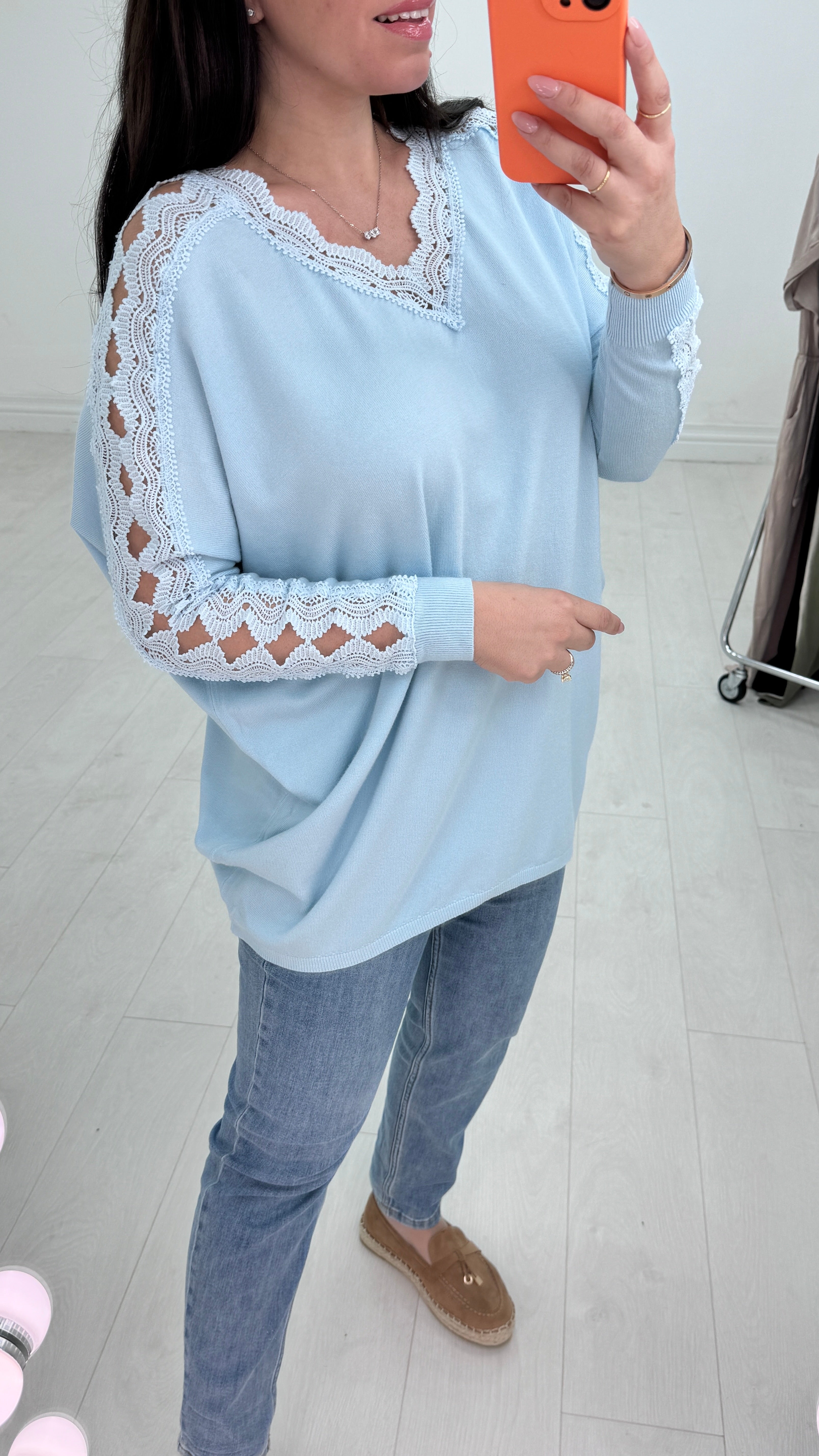 Dayla Crochet Sleeve Super Soft Oversized Knit Jumper