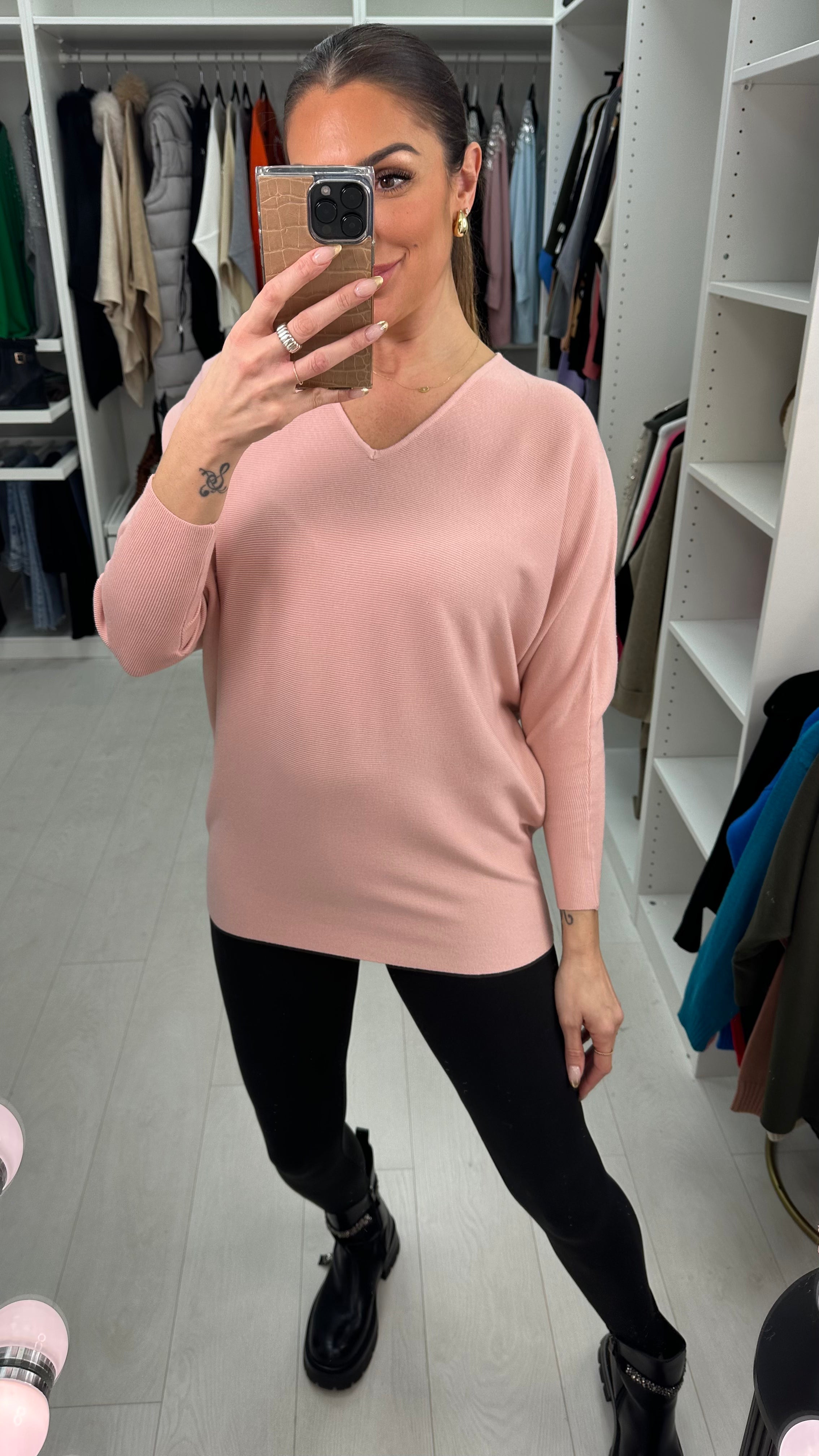 Arch Diamante Peace Sign Ribbed Jumper