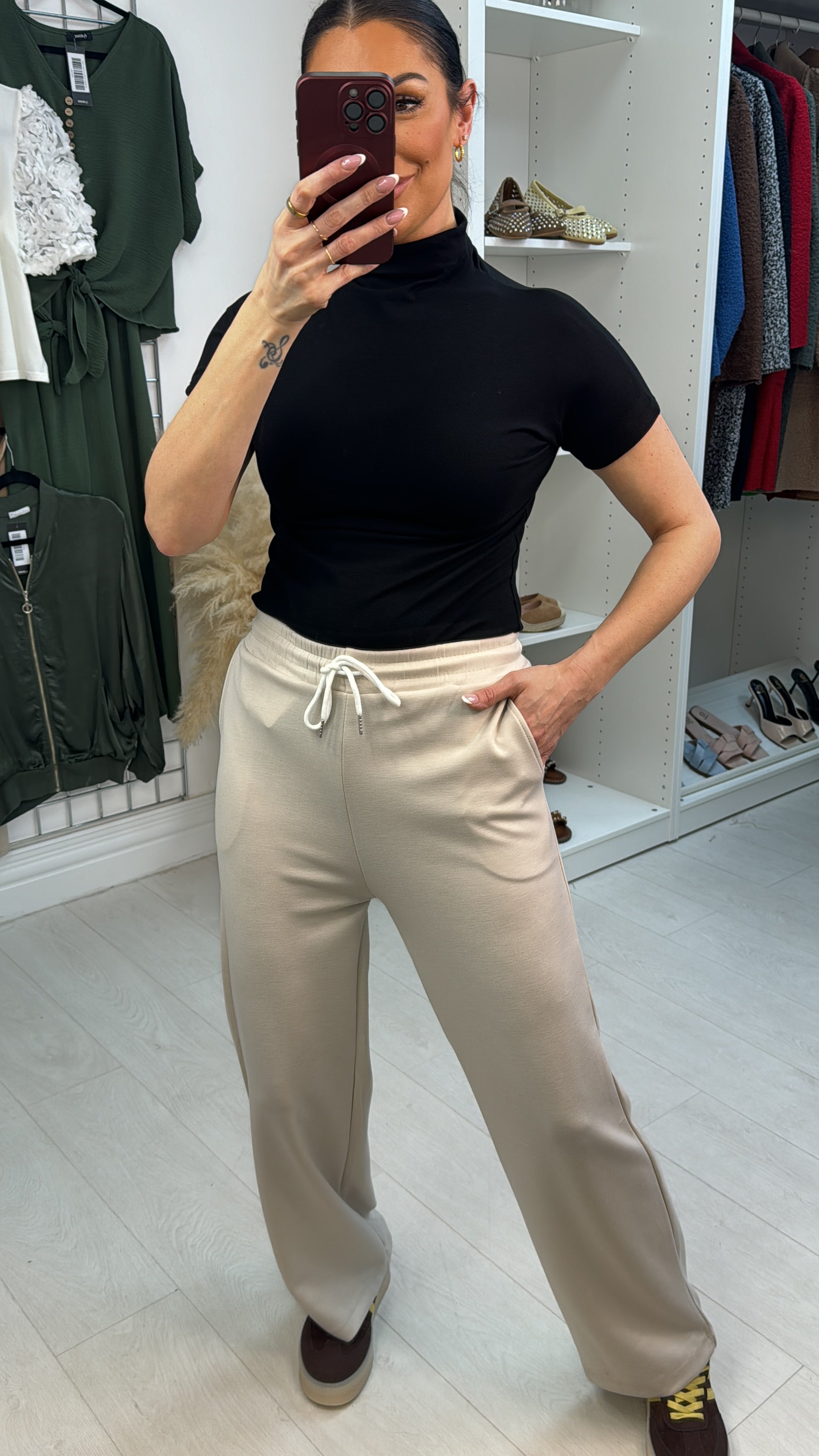 Gilda Plain Elasticated Waist Wide Leg Trousers