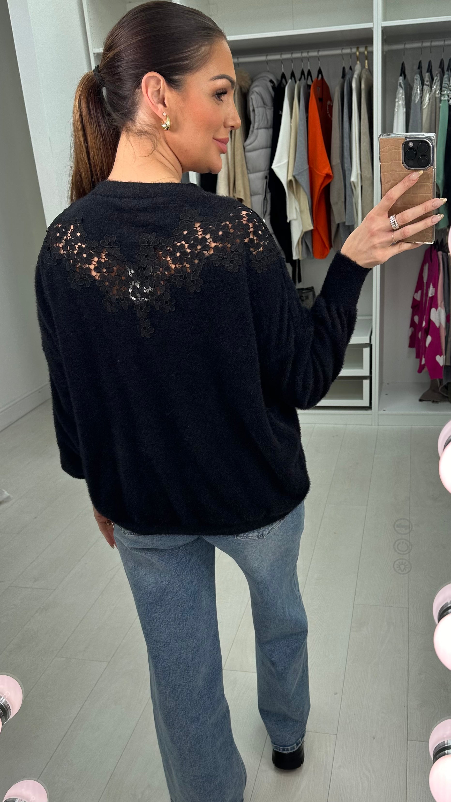 Miller Fluffy Crochet Detail Jumper