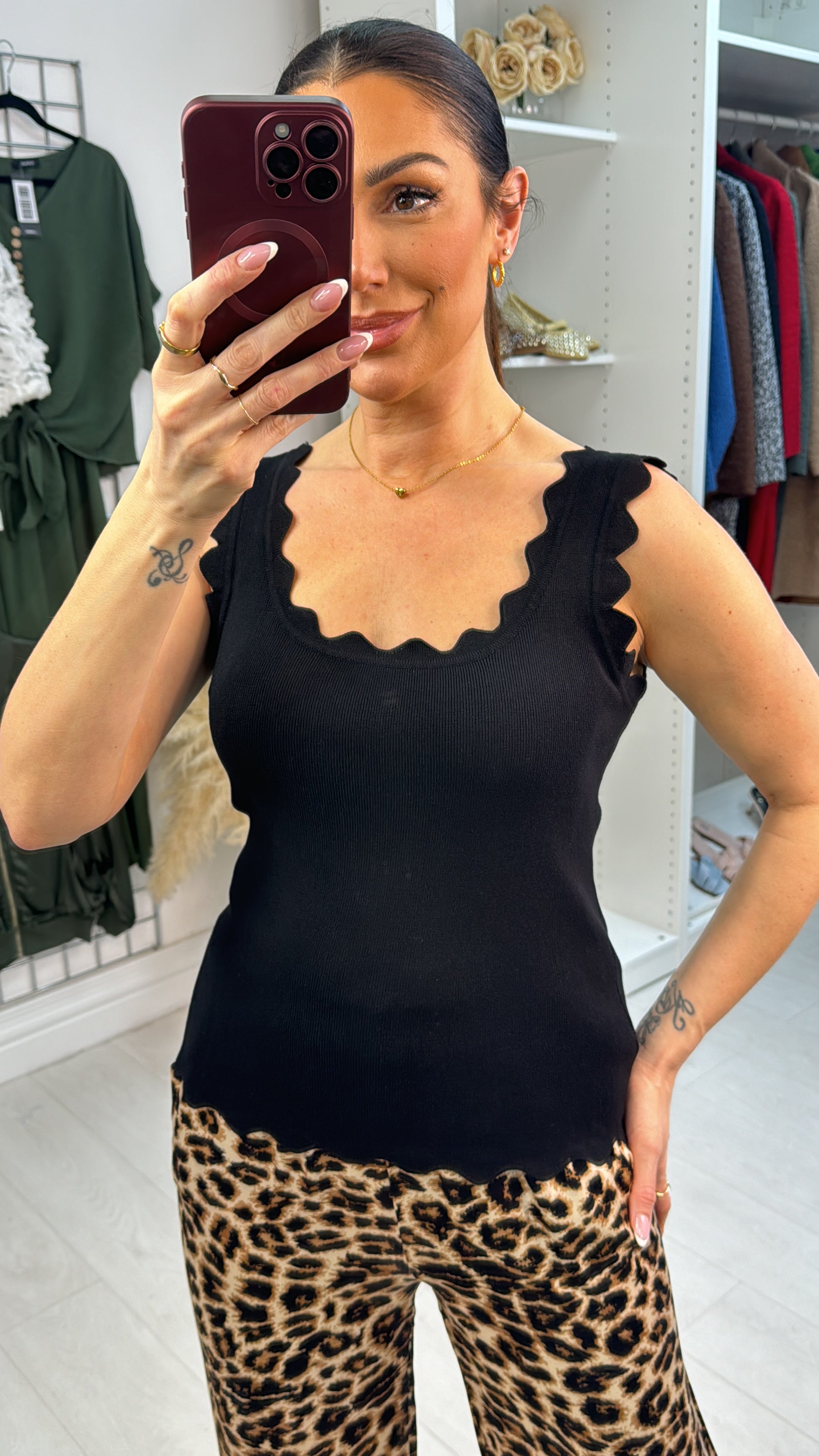 Mila Plain Ribbed Knit Vest Top