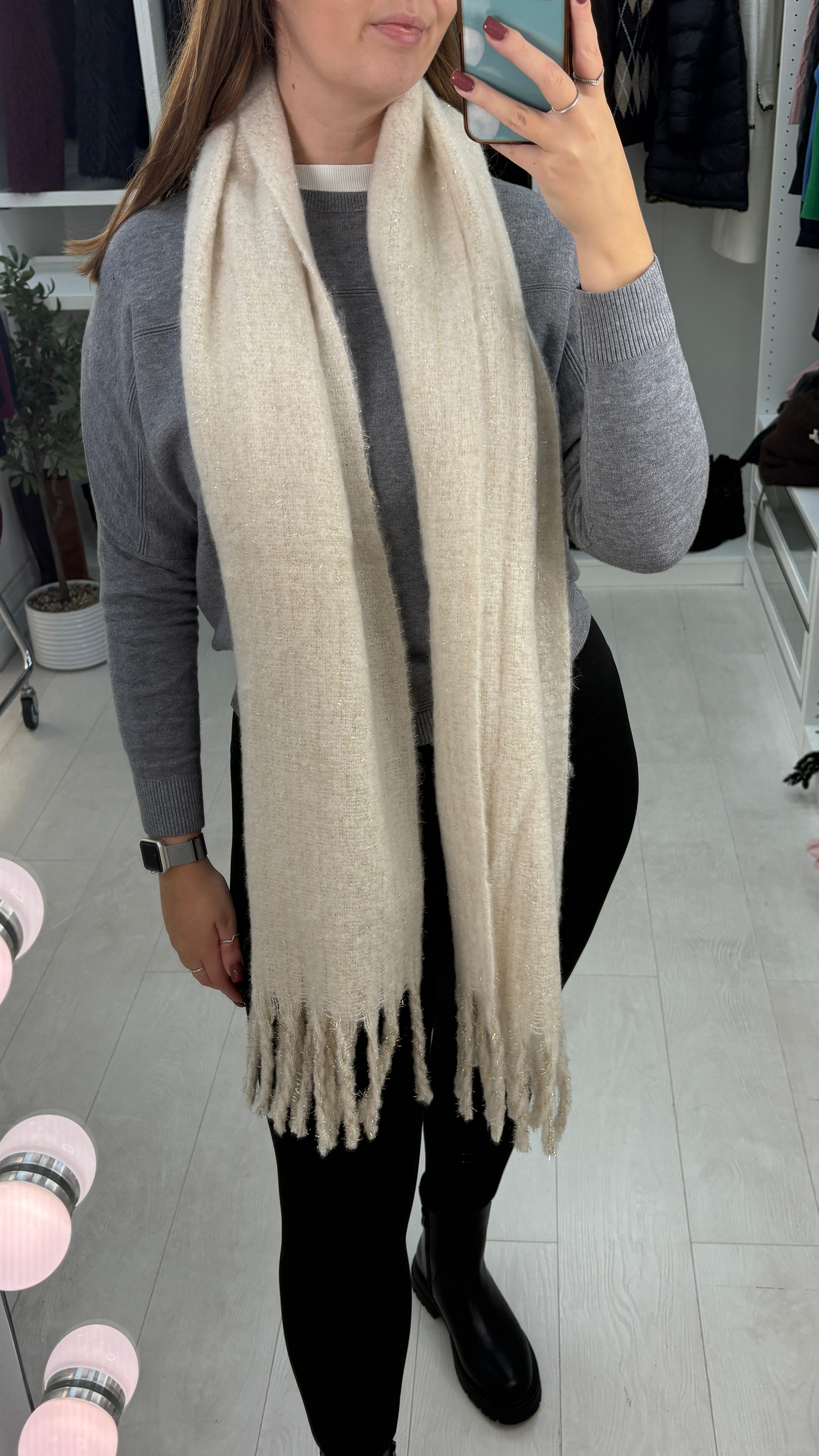 Sallie Sparkly Metallic Detailed Super Soft Scarf