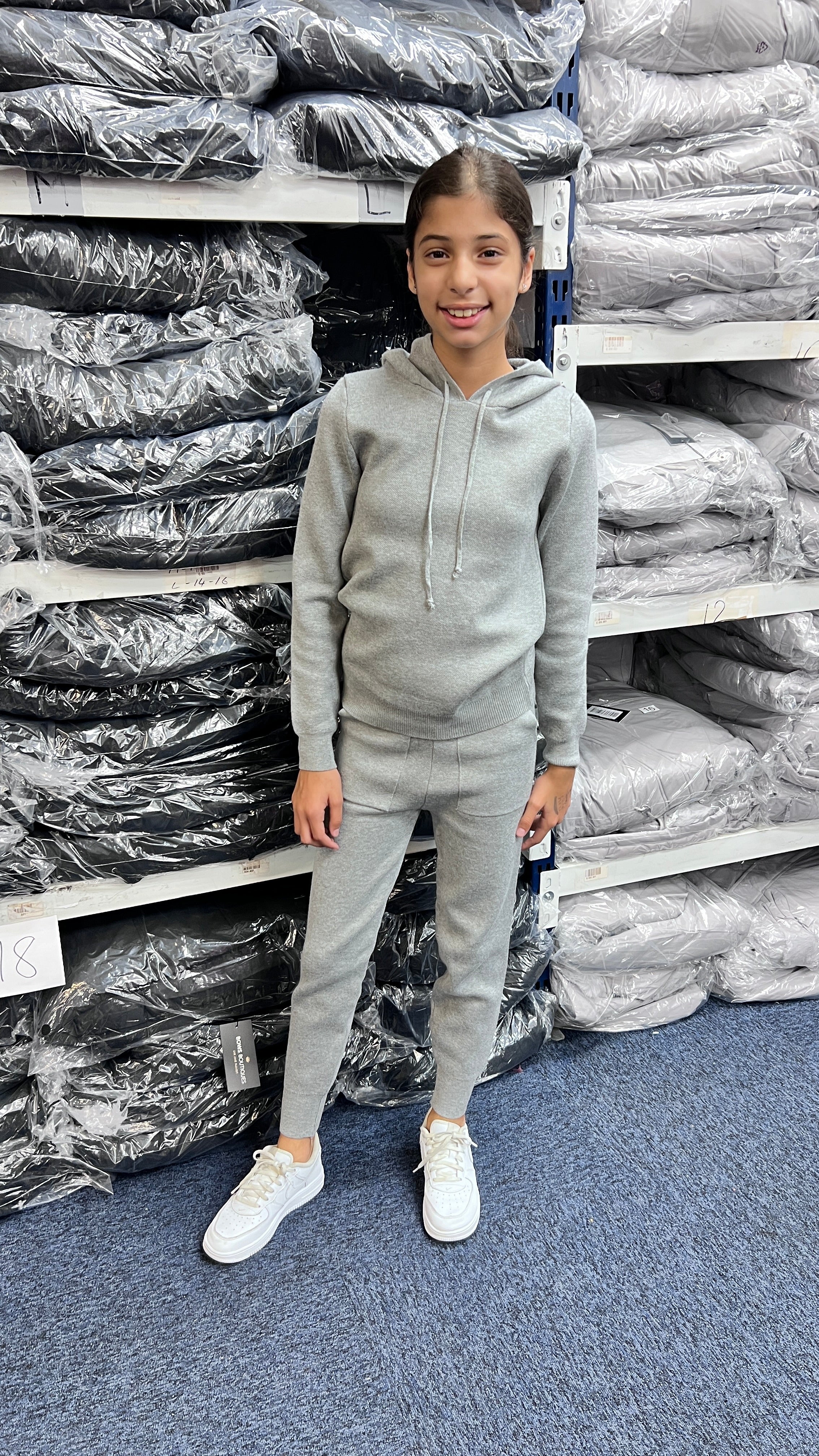 Baker Kids Plain Knitted Hooded Loungewear Set