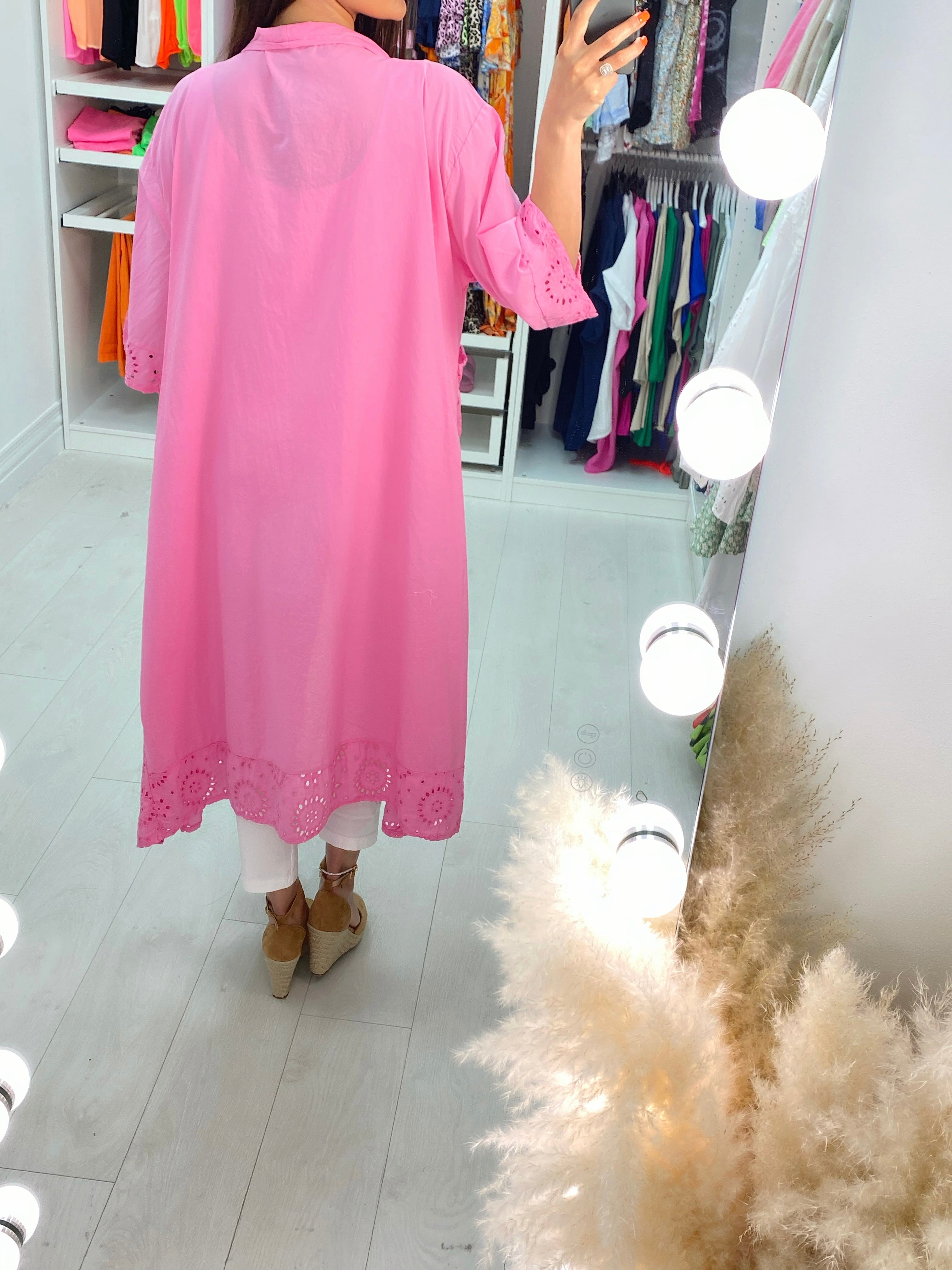 Haiti Longline Broderie Trim Kaftan Top