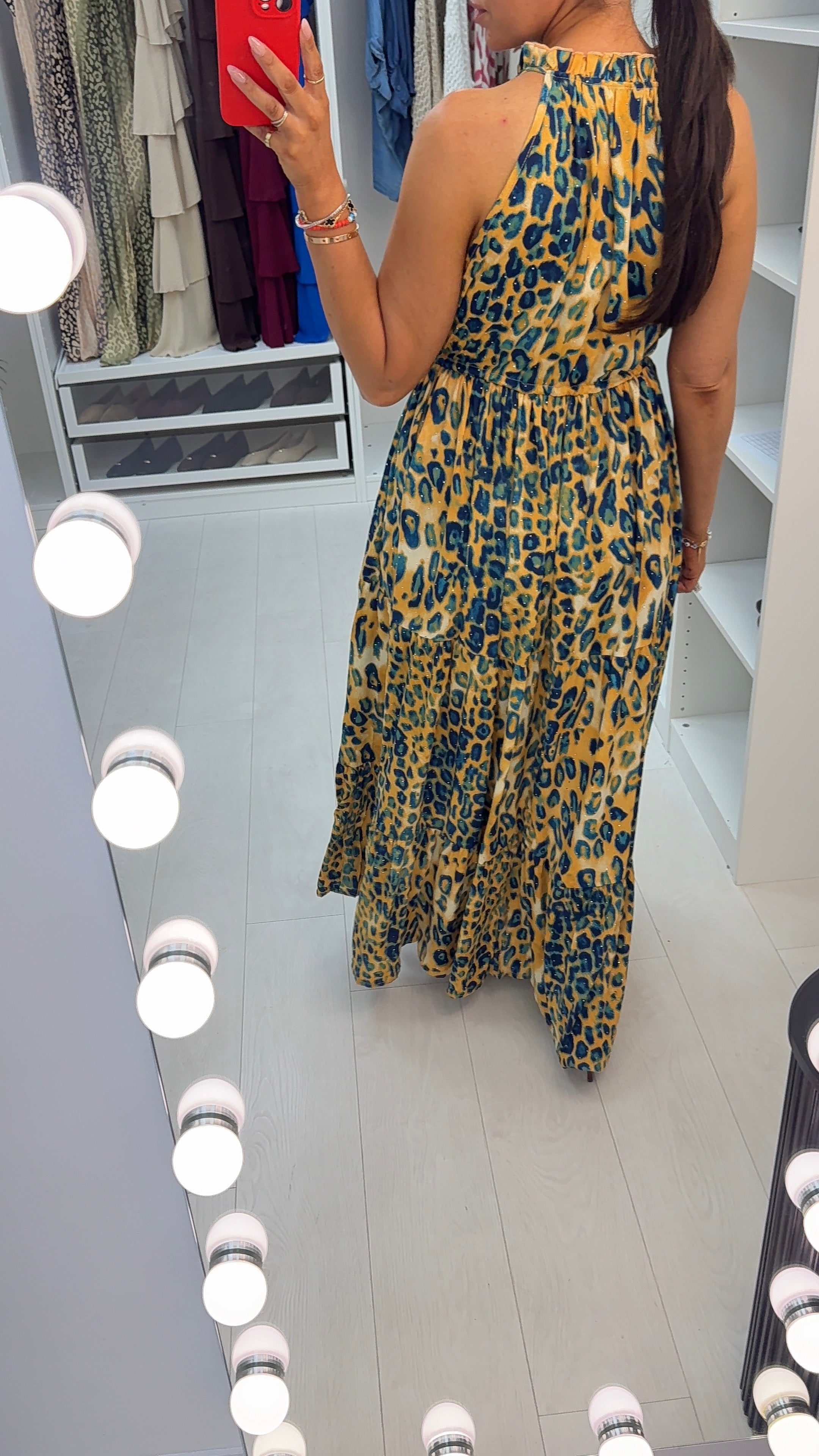 Rosalind Embellished V Neck Maxi Smock Dress