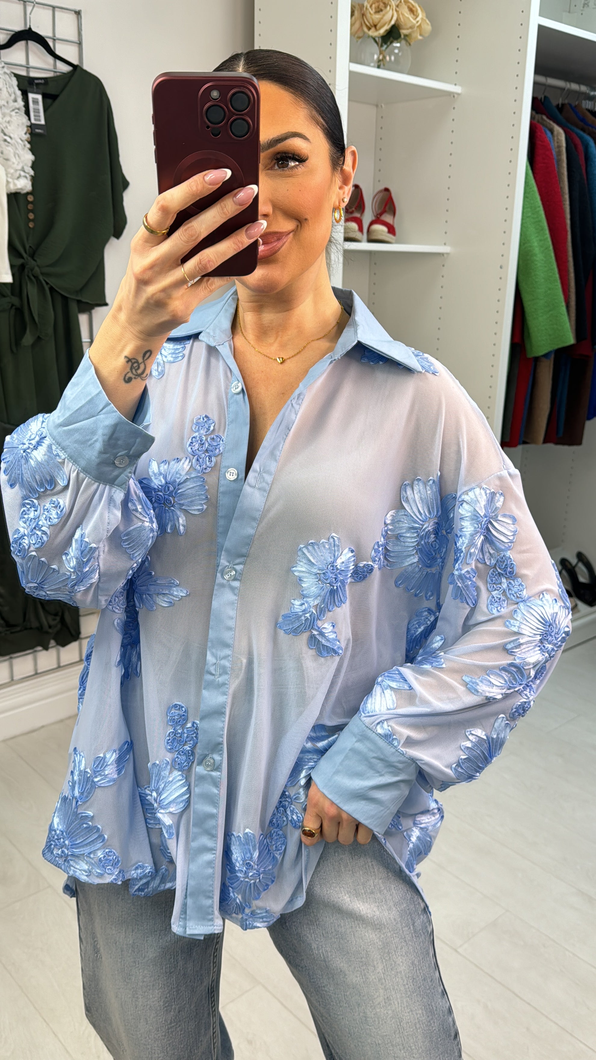 Claudia Embroidered Floral Loose Fit Blouse