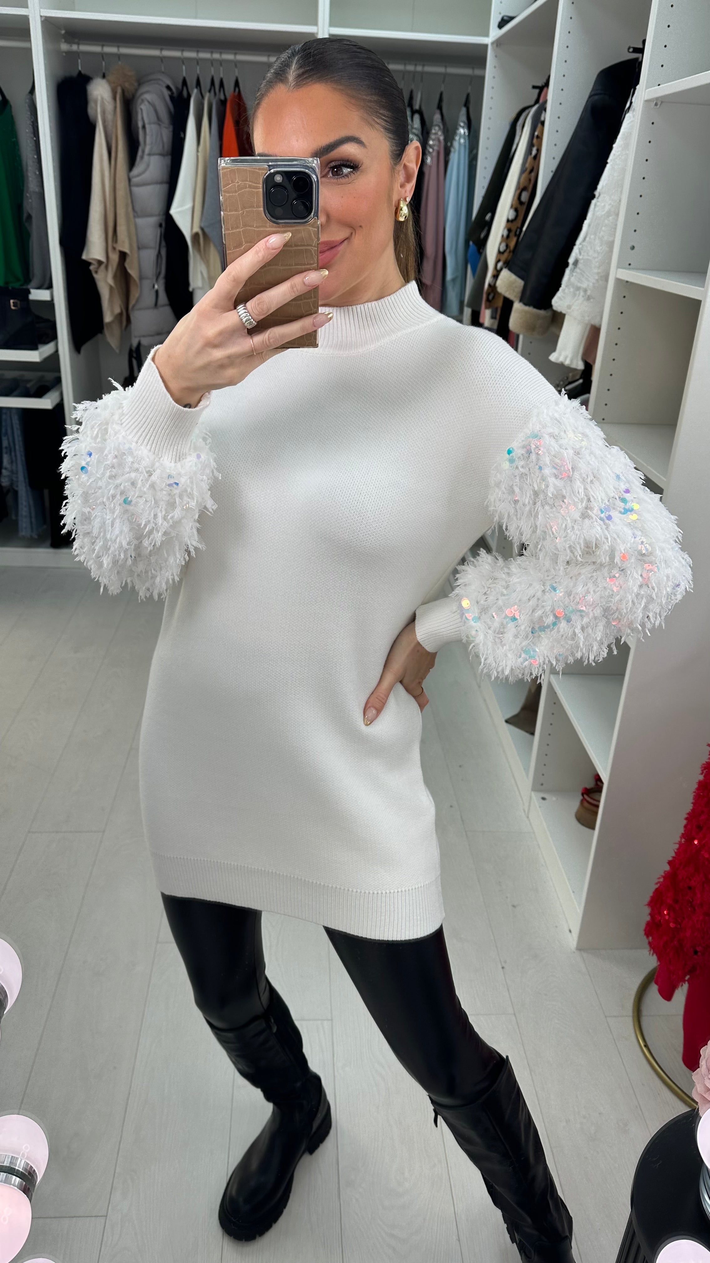 Malana Plain Detailed Sleeve Knit Jumper