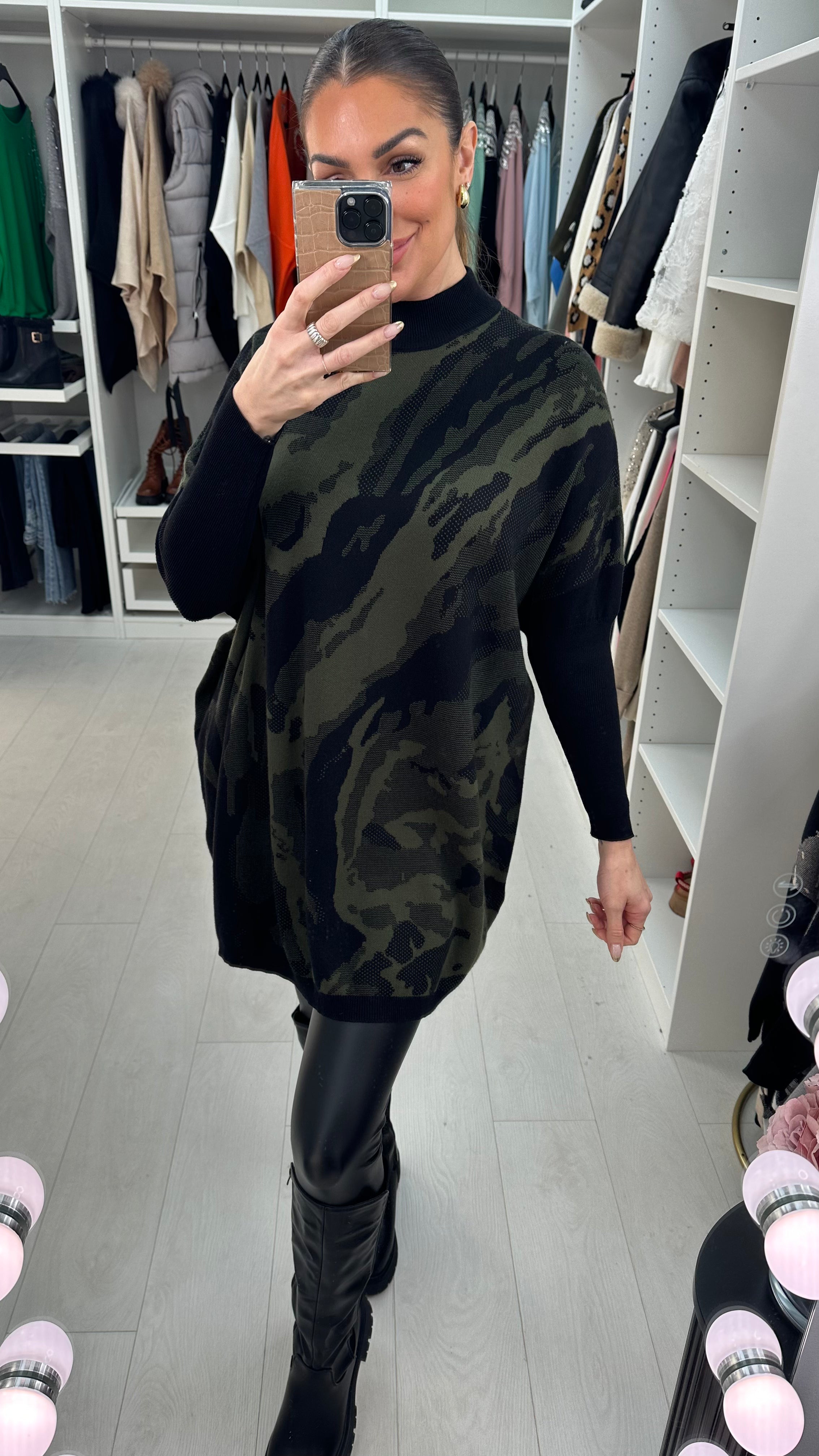 Shanna Abstract Oversized High Neck Jumper