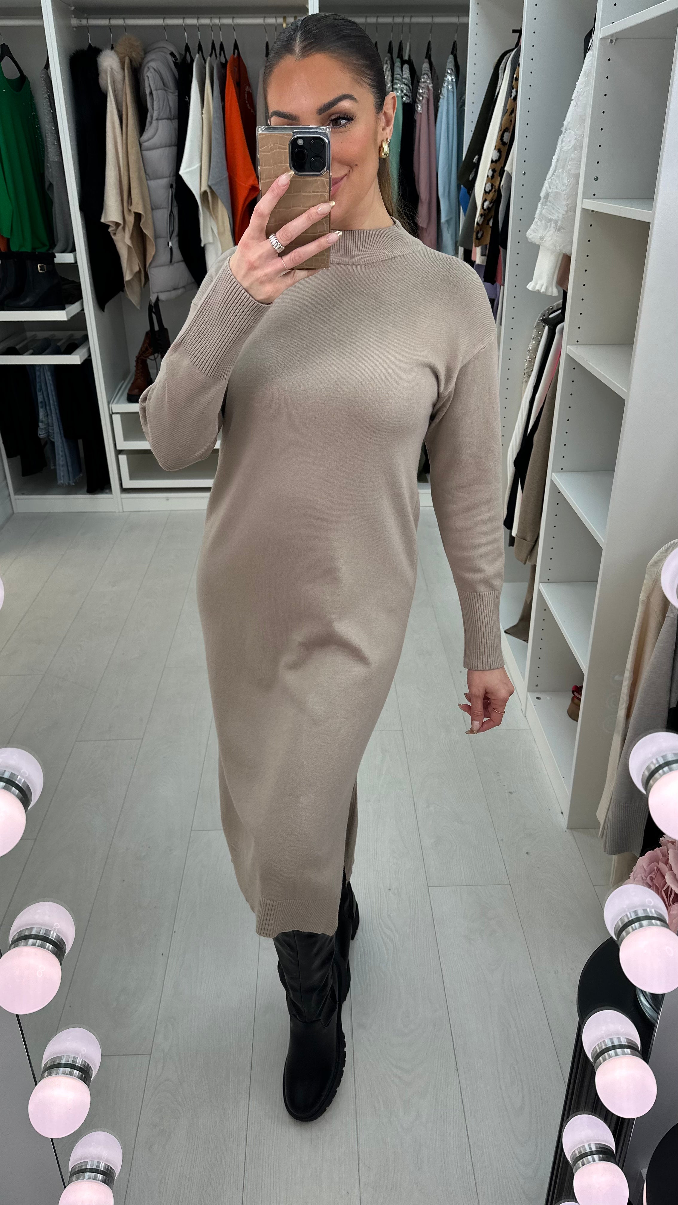 Rosabella Plain Knitted Jumper Dress