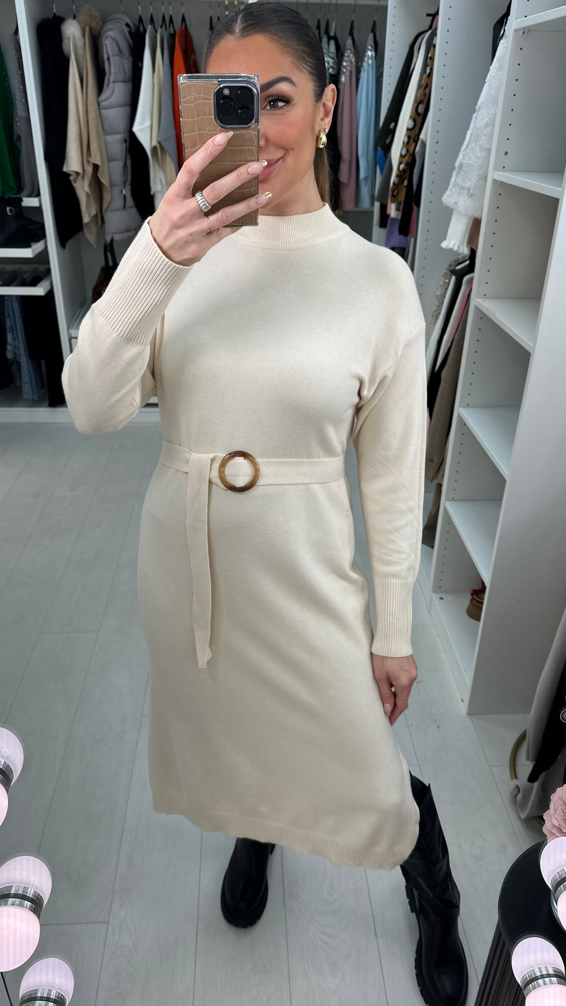 Rosabella Plain Knitted Jumper Dress