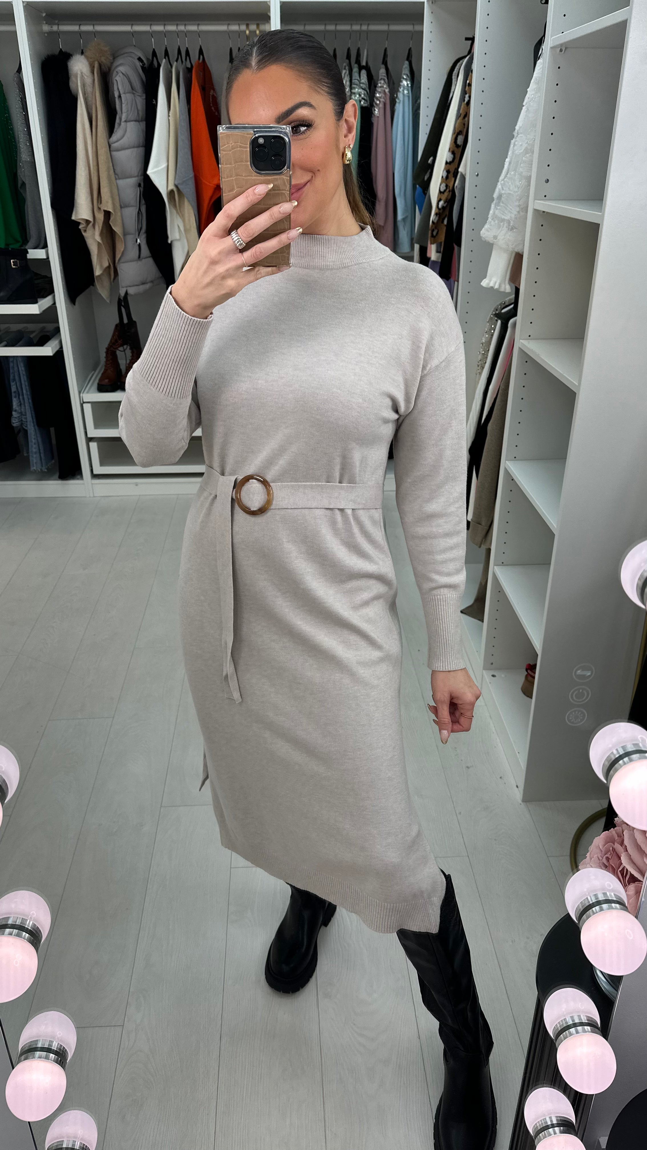 Rosabella Plain Knitted Jumper Dress