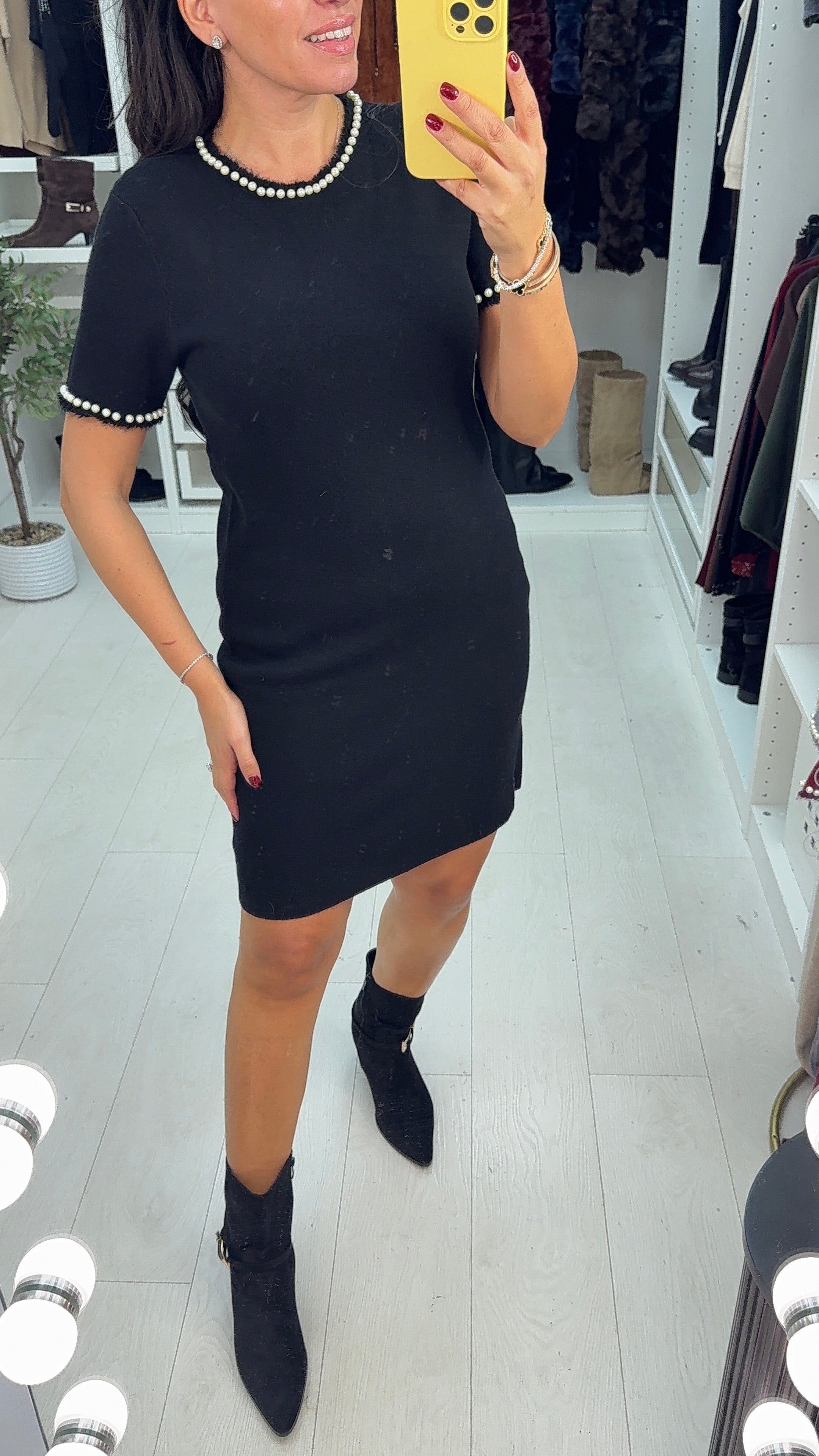 Ursula Plain Pearl Detailed Knit Dress