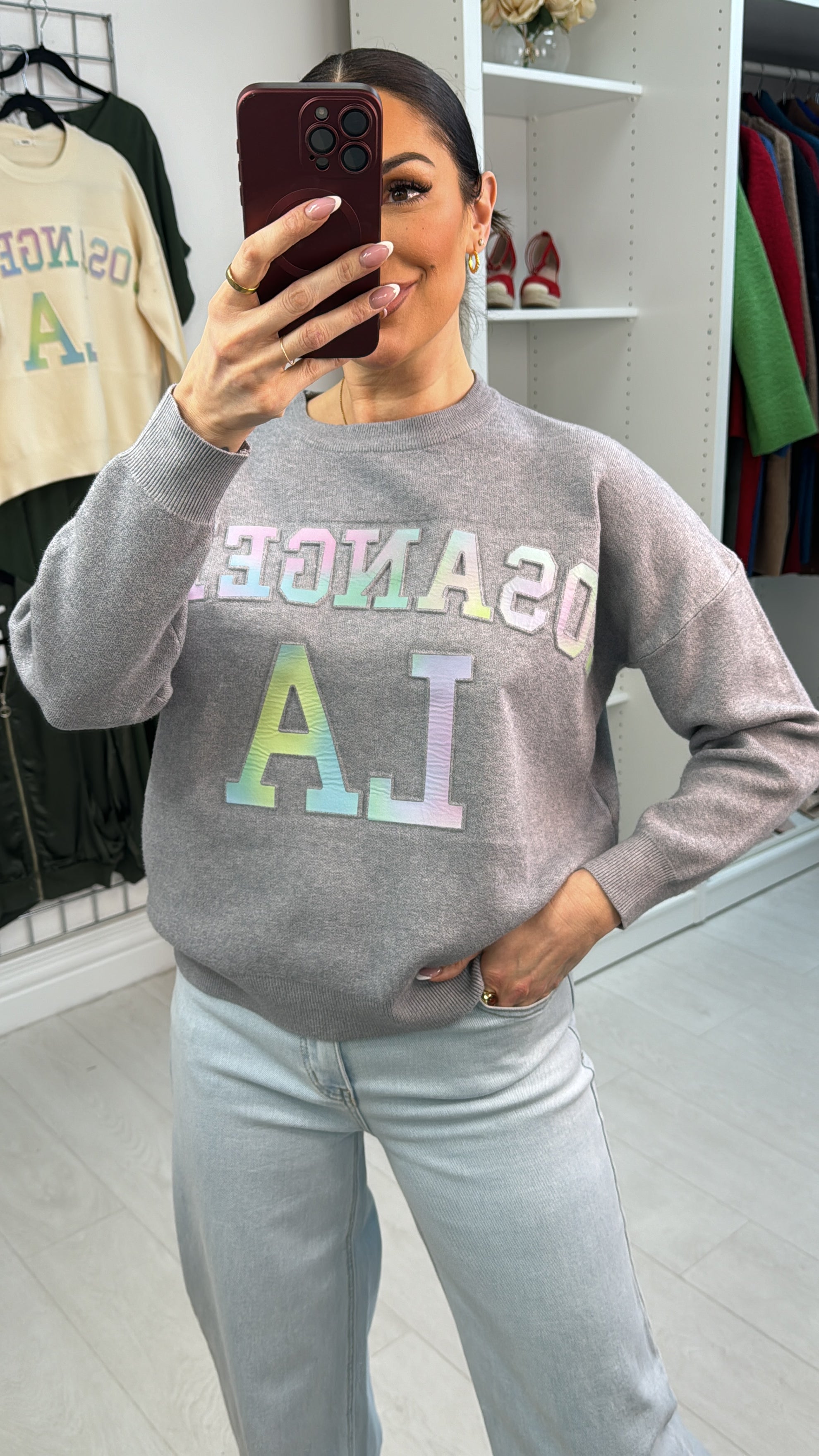 Loraine 'Los Angeles' Slogan Crew Neck Jumper