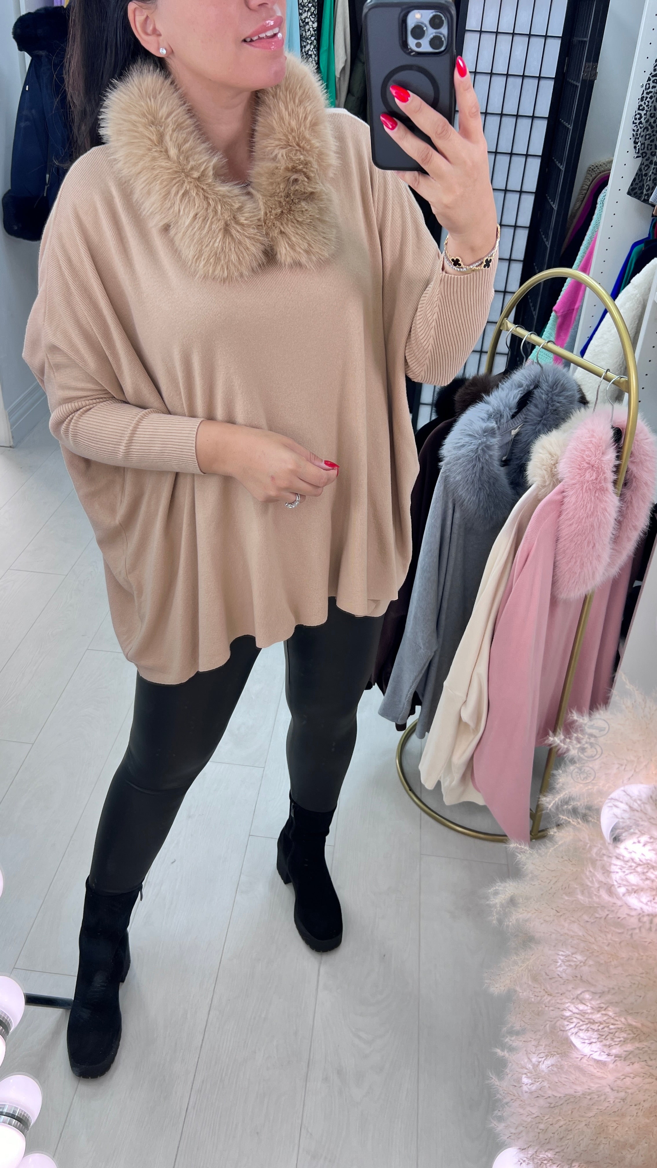 Shanna Faux Fur Trim Jumper