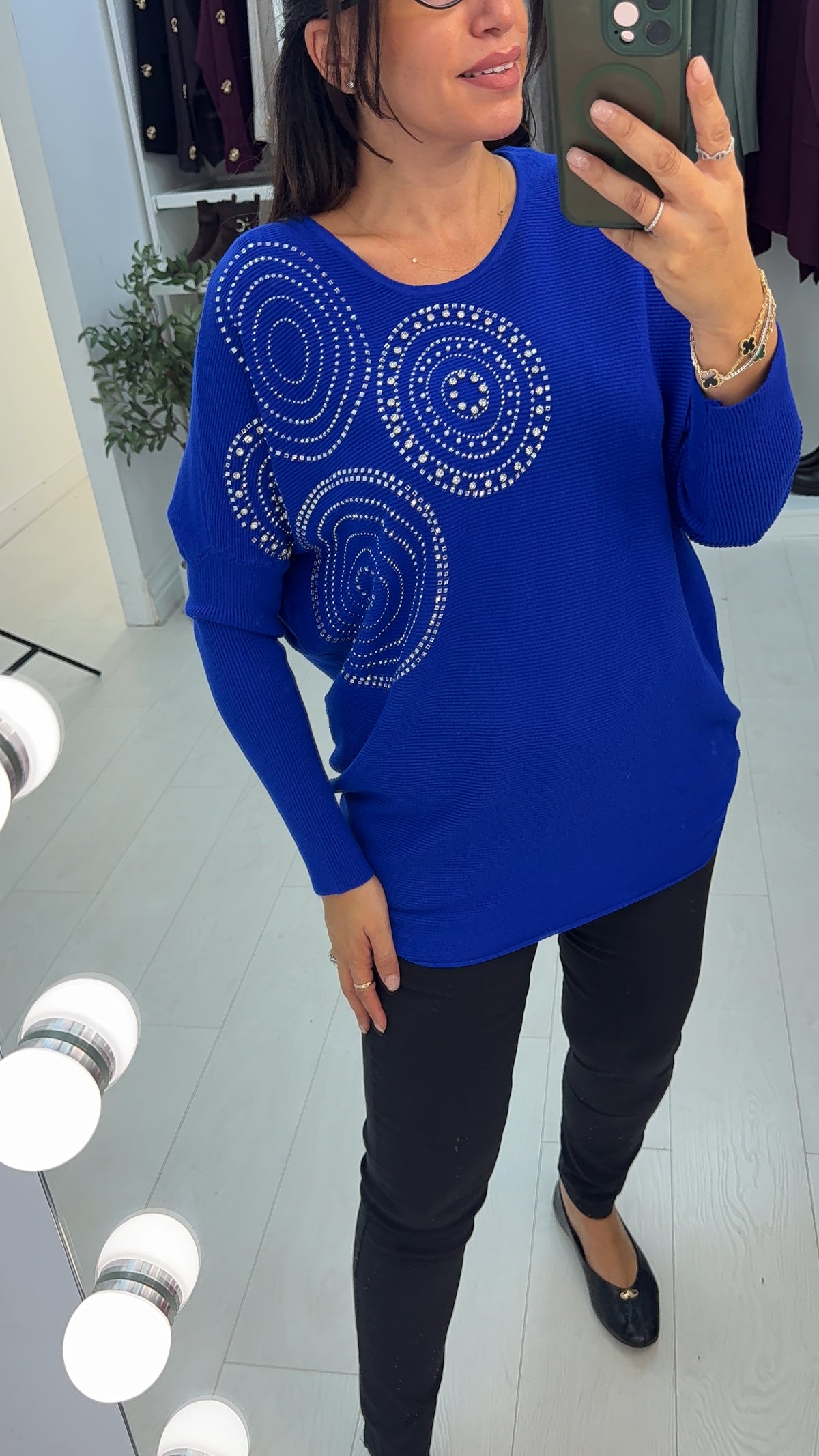 Hariette Diamante Detail Longline Knit Jumper