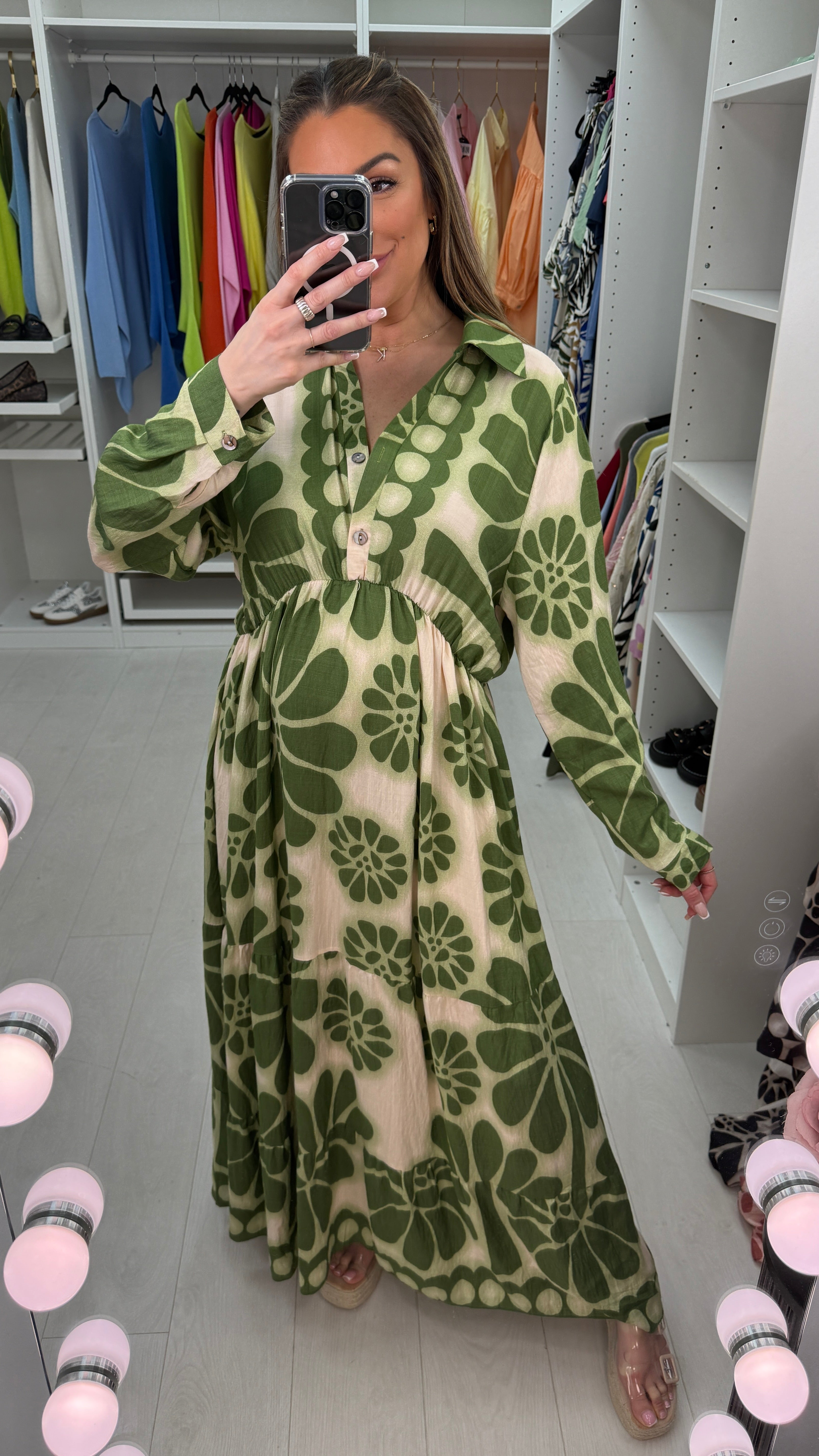 Fabiana Floral Print Smock Maxi Dress