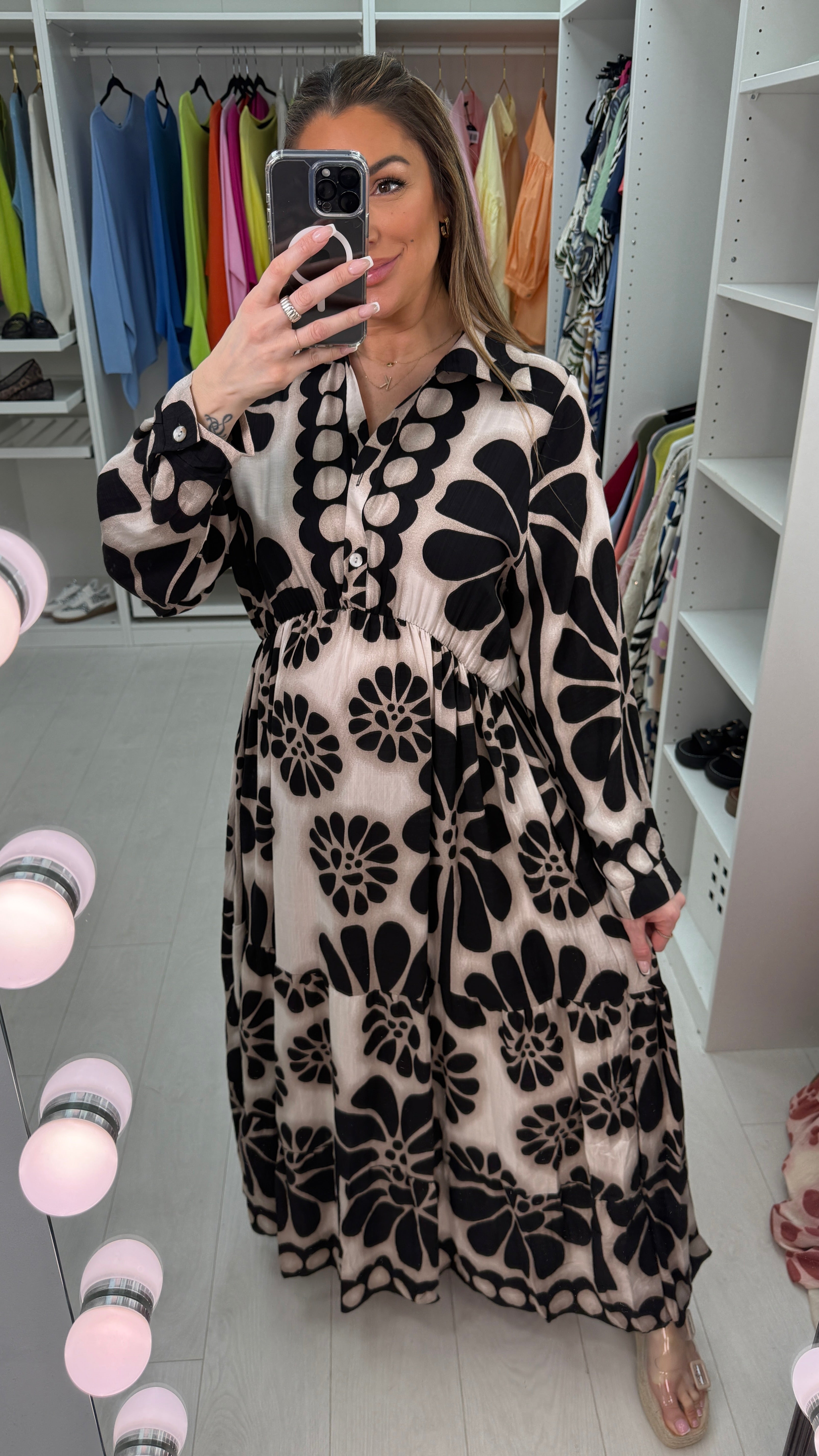 Fabiana Floral Print Smock Maxi Dress