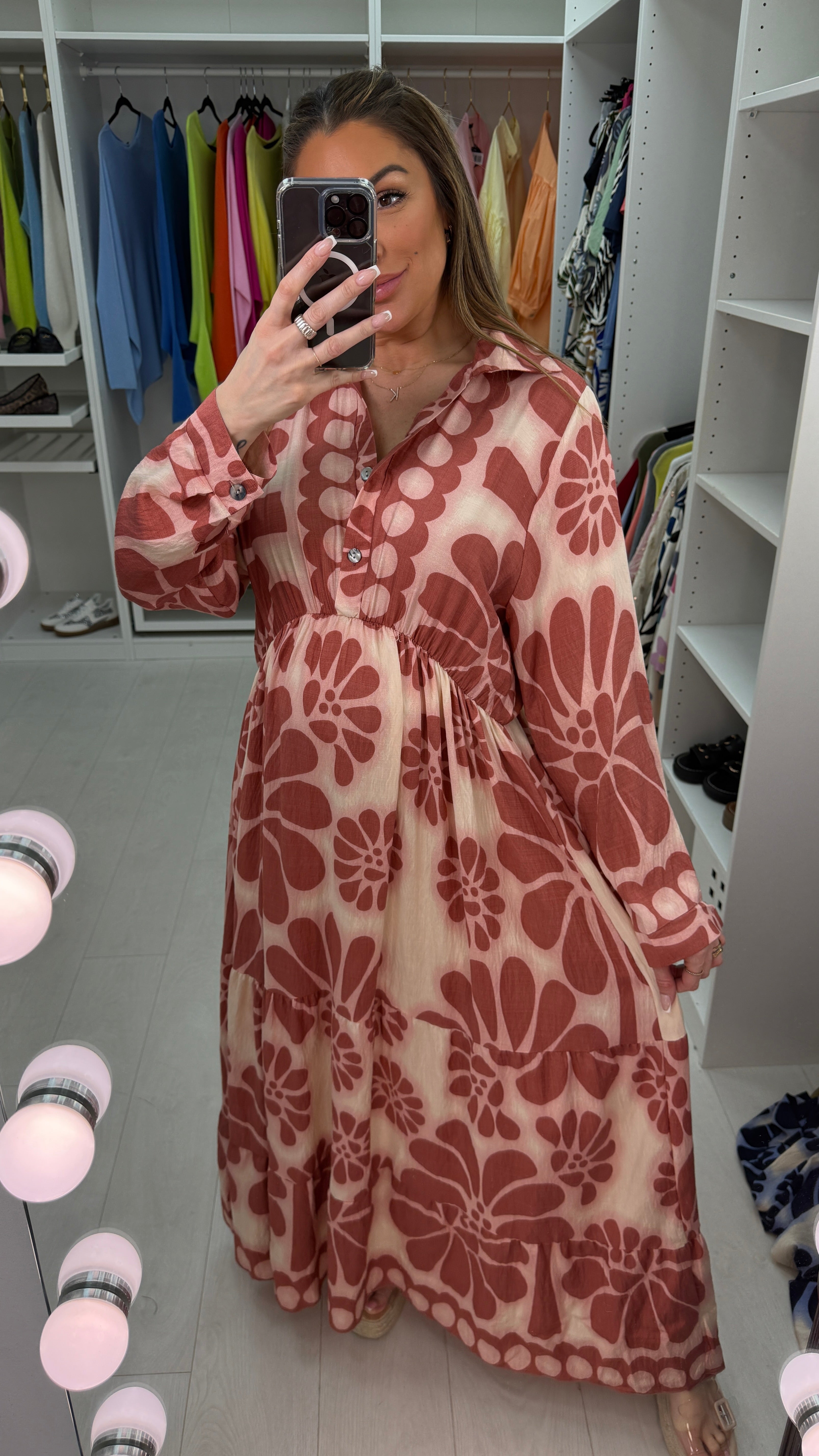 Fabiana Floral Print Smock Maxi Dress