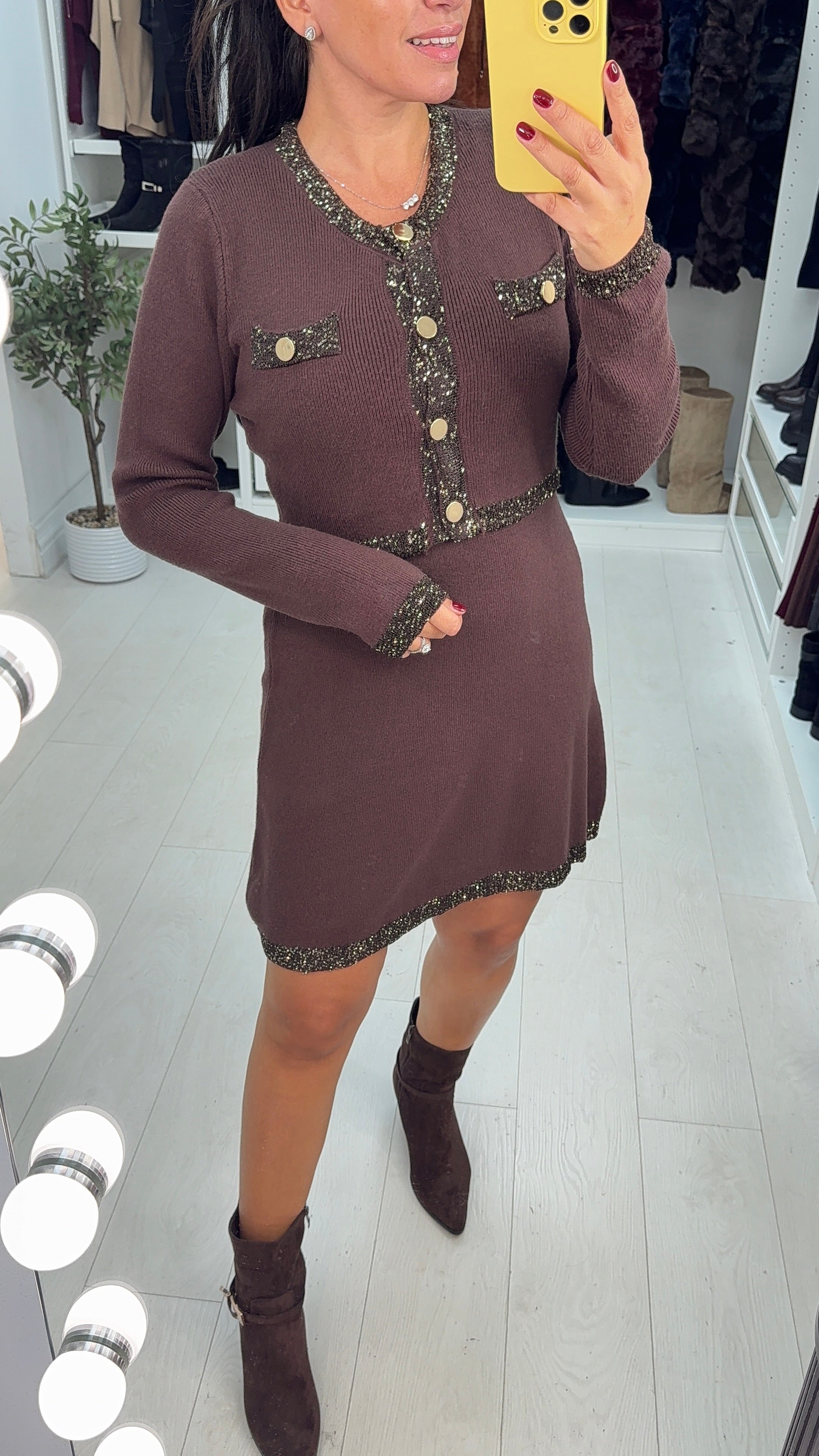 Sonia Ribbed Sequin Hem Detail 2 Piece Dress Co-Ord Set