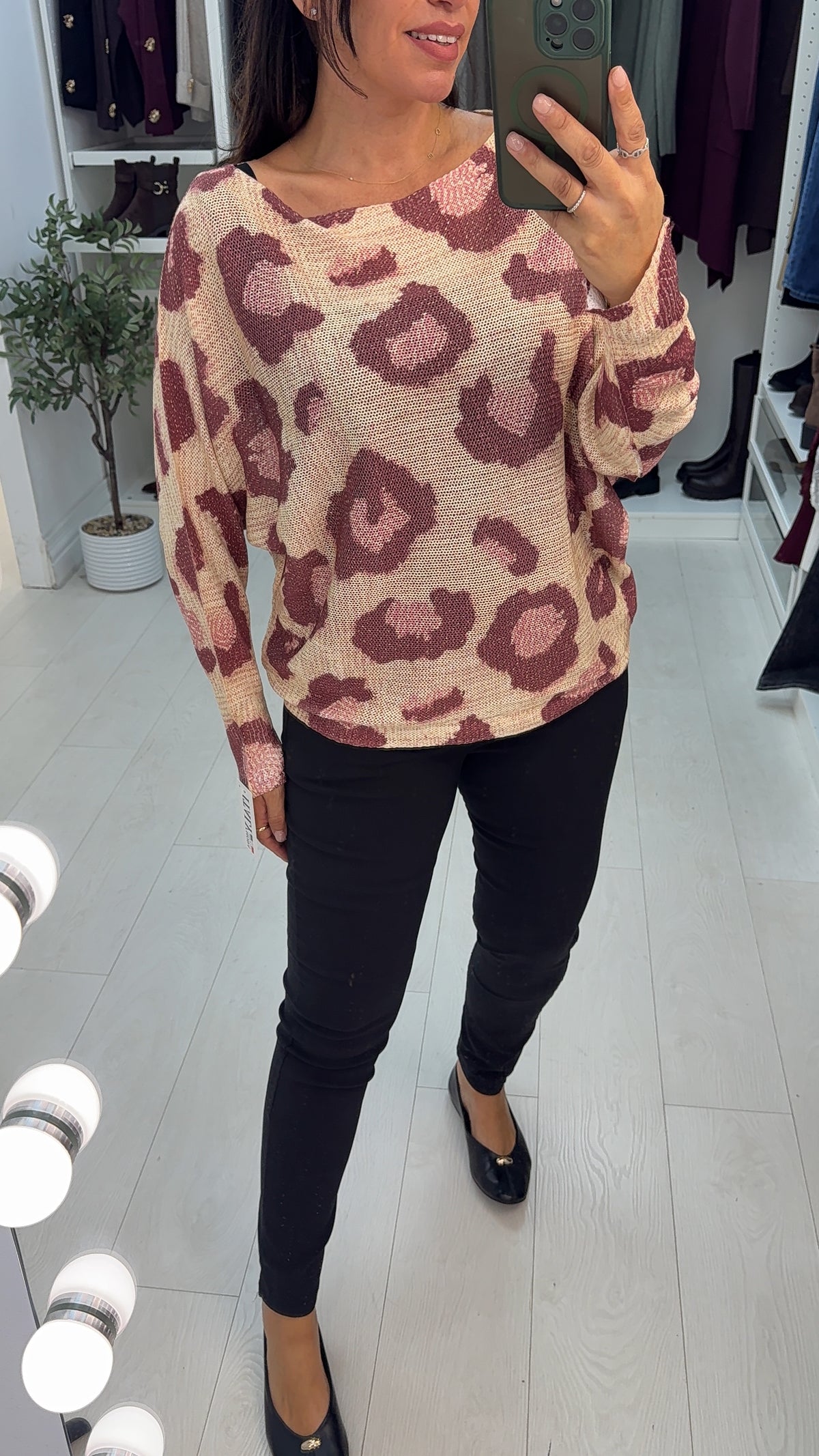 Ezzie Animal Print Batwing Top