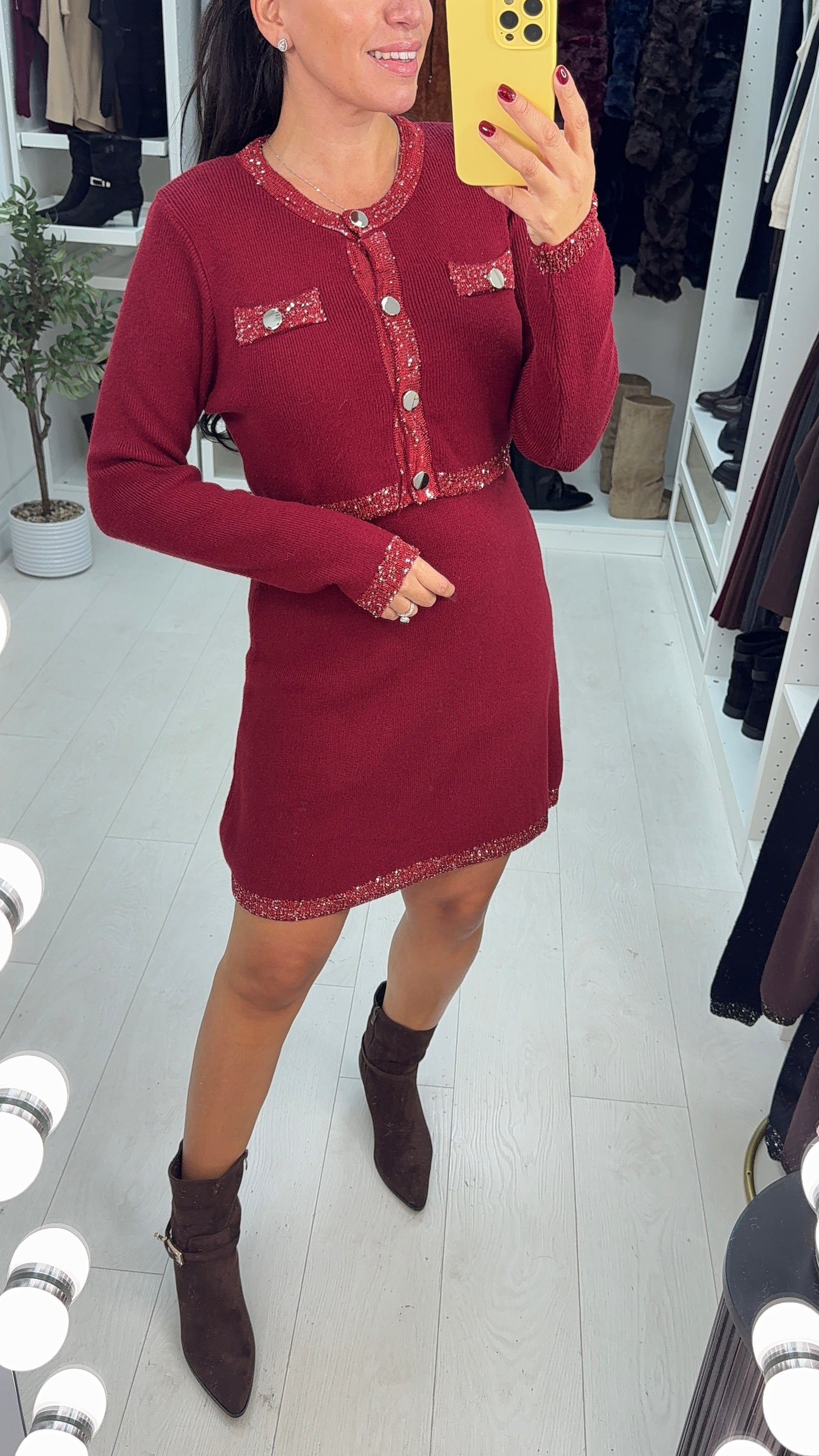 Sonia Ribbed Sequin Hem Detail 2 Piece Dress Co-Ord Set